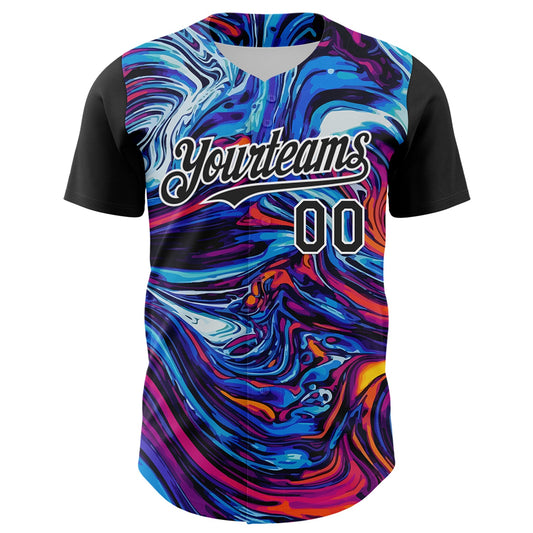 Custom Black White 3D Pattern Design Burner Costumes Lava Authentic Baseball Jersey - Sky-Custom