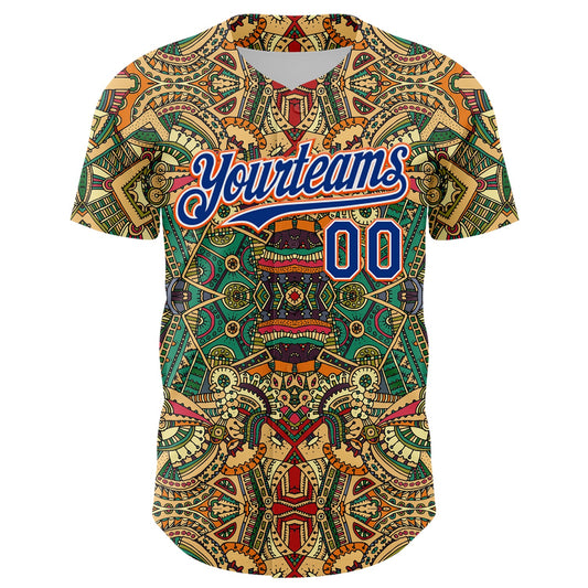 Custom Green Royal White-Orange 3D Pattern Design Burner Costumes Exotic Authentic Baseball Jersey - Sky-Custom