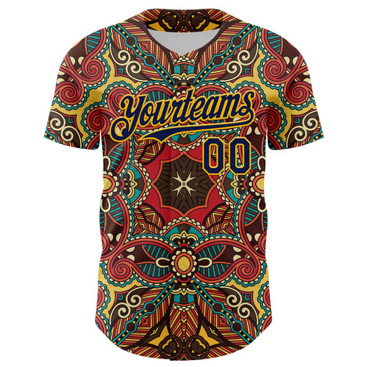 Custom Red Navy-Gold 3D Pattern Design Burner Costumes Exotic Authentic Baseball Jersey - Sky-Custom
