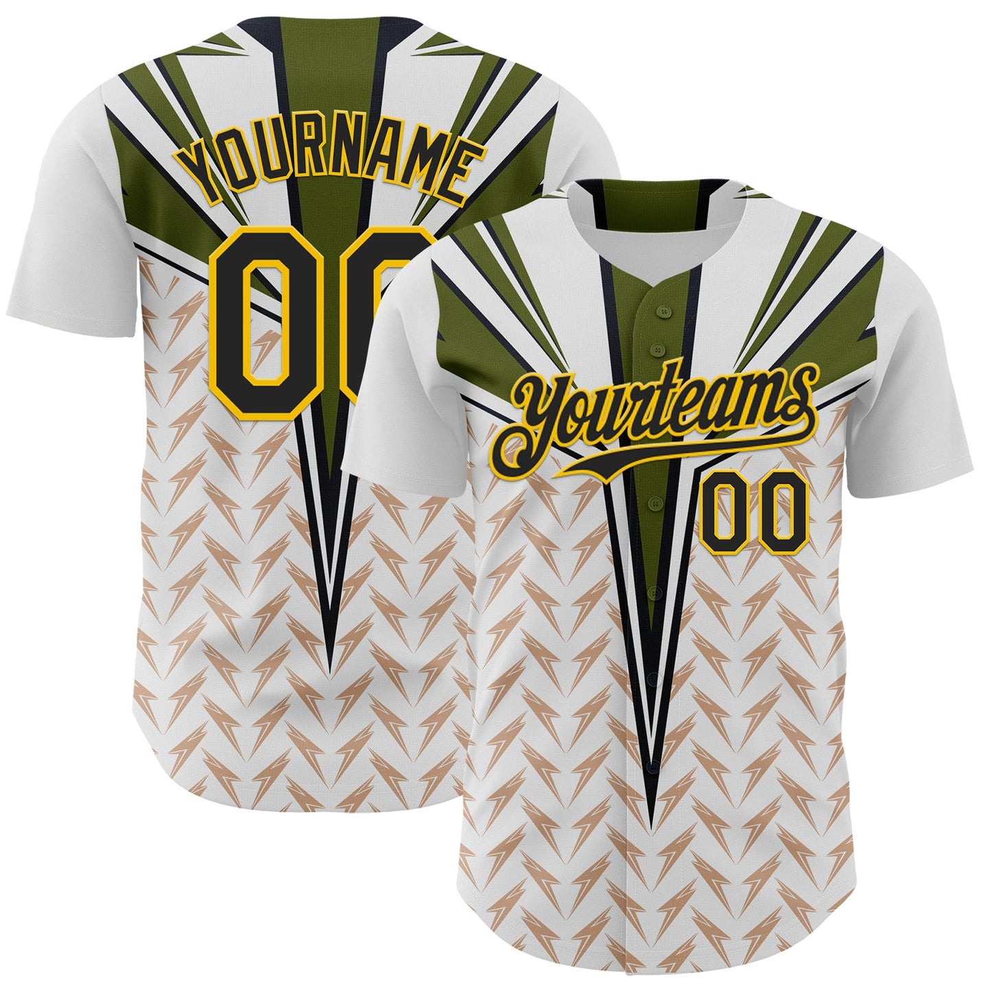 Custom White Black-Yellow 3D Pattern Design Burner Costumes Lightning Authentic Baseball Jersey - Sky-Custom