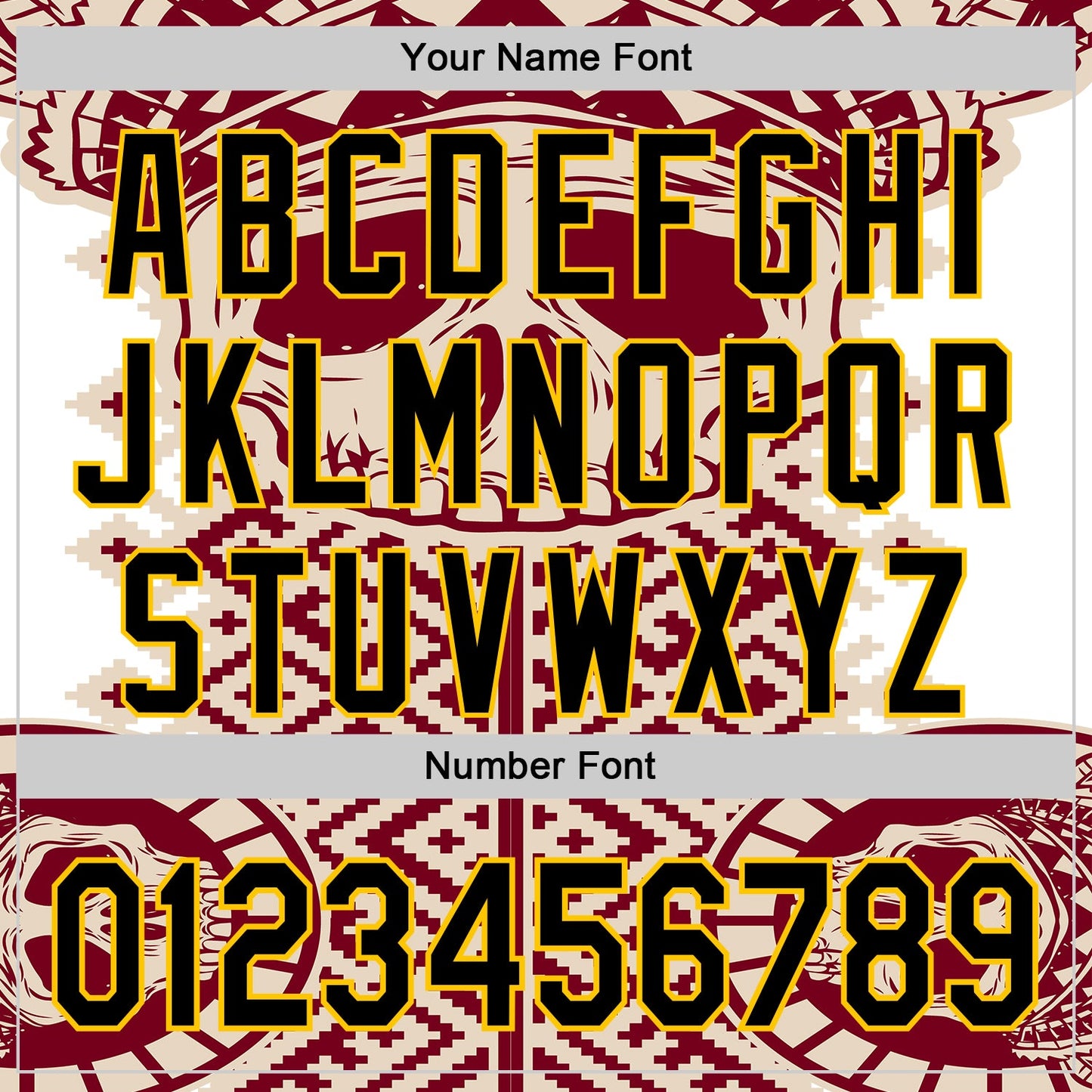 Custom Cream Black Red-Yellow 3D Pattern Design Burner Costumes Tribal Skull Authentic Baseball Jersey - Sky-Custom