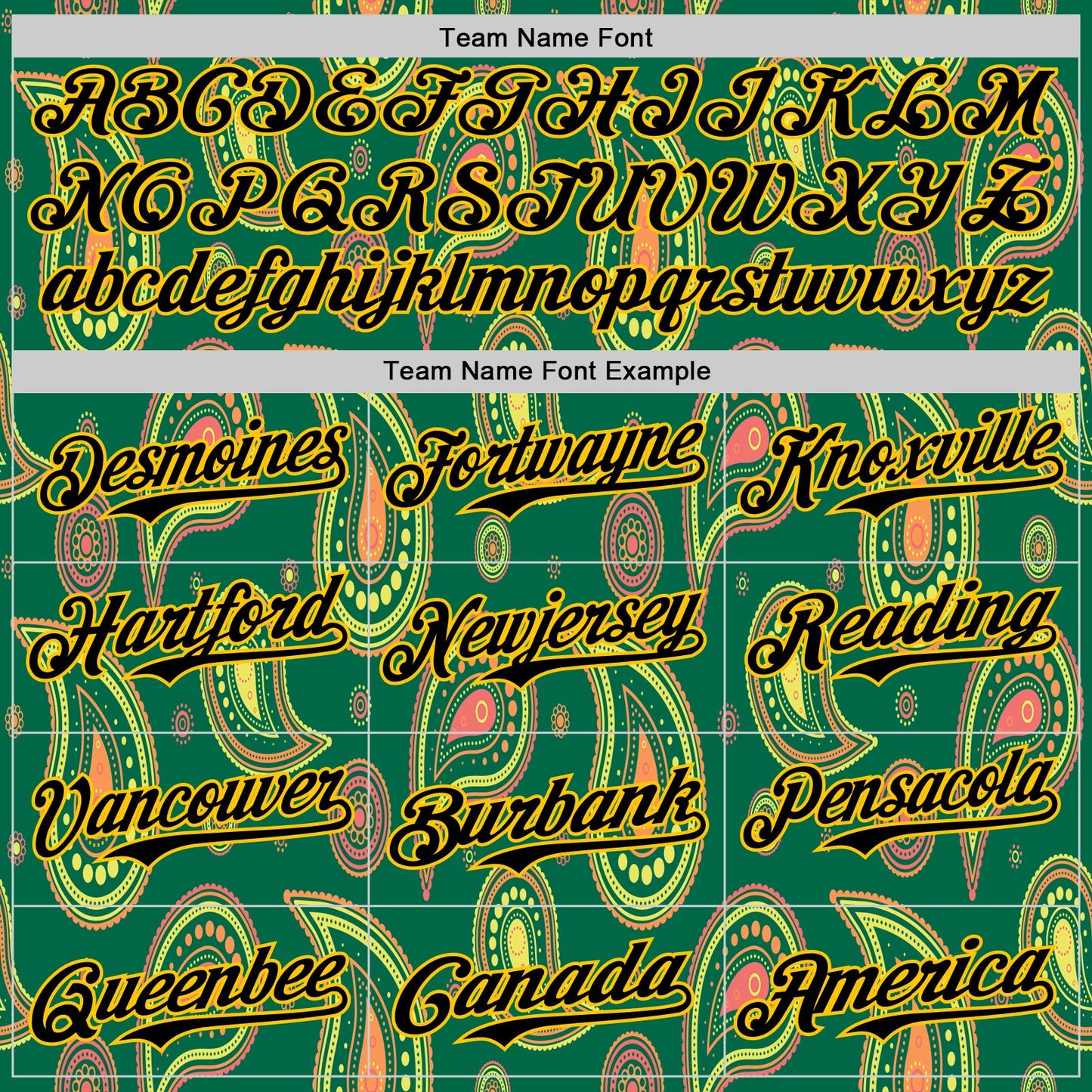 Custom Kelly Green Black-Yellow 3D Pattern Design Burner Costumes Paisley Bandana Authentic Baseball Jersey - Sky-Custom