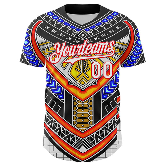 Custom Black White-Fire Red 3D Pattern Design Burner Costumes Tribal Authentic Baseball Jersey - Sky-Custom