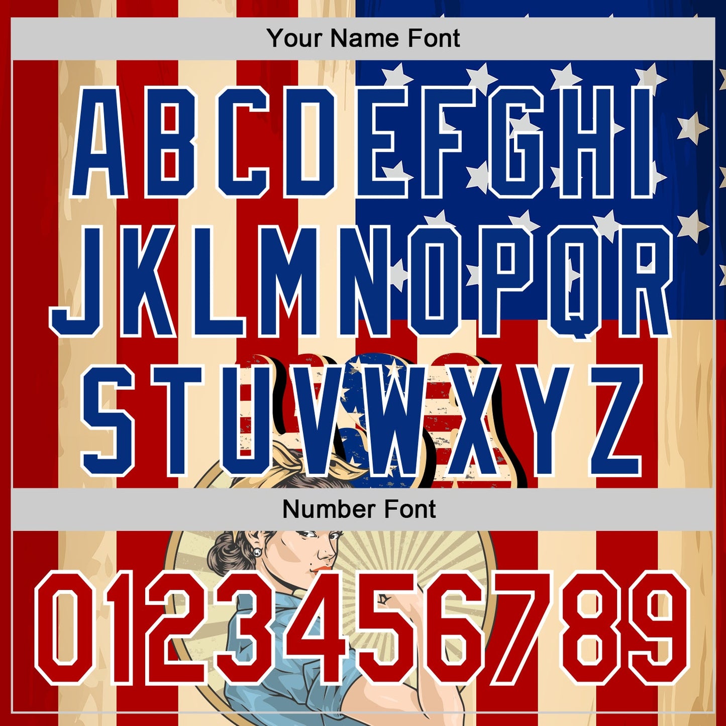 Custom Cream Red Royal-White 3D Retro American Flag Authentic Baseball Jersey - Sky-Custom