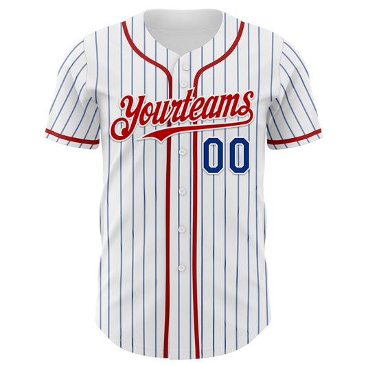 Custom White Blue Pinstripe Royal-Red 3D American Flag National Symbols Authentic Baseball Jersey - Sky-Custom