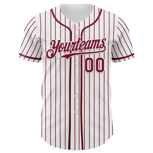 Custom White Crimson Pinstripe Crimson 3D Pattern Design New York Cityscape Authentic Baseball Jersey - Sky-Custom