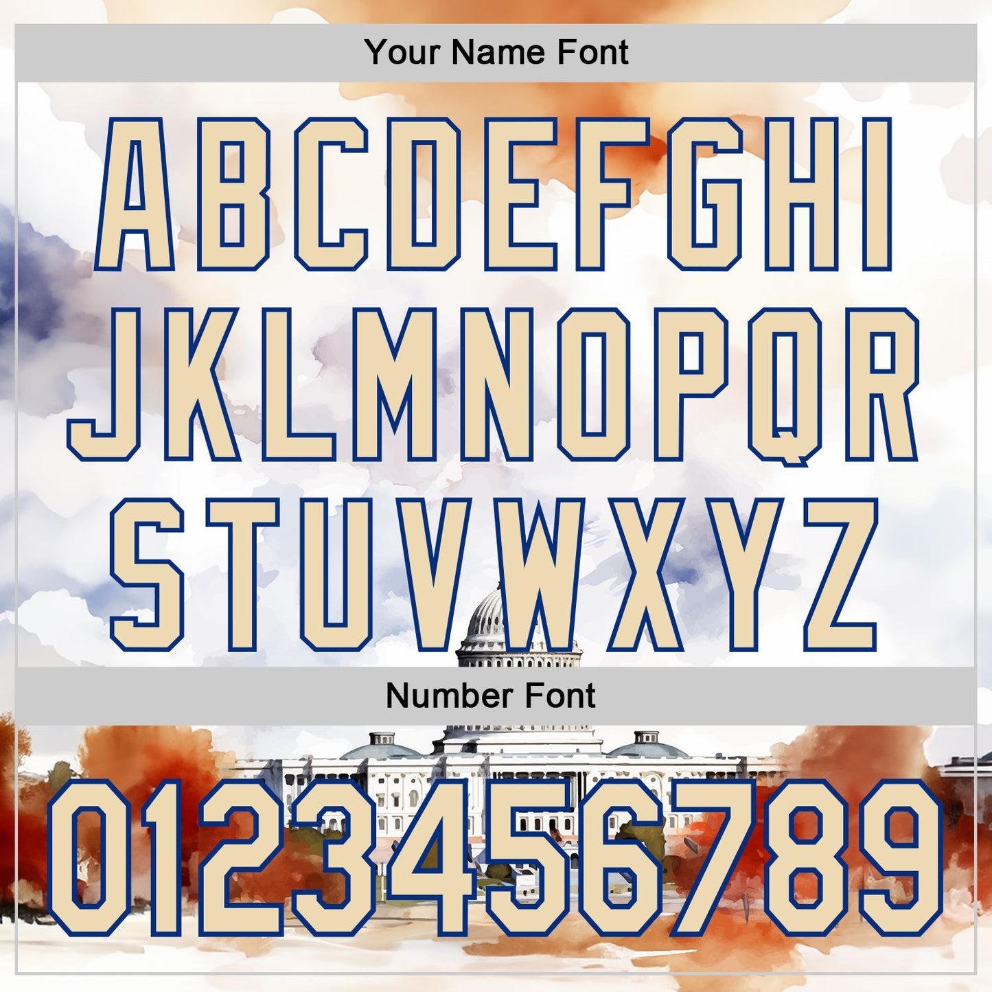 Custom White Cream-Royal 3D Pattern Design Washington Cityscape United States Capitol Authentic Baseball Jersey - Sky-Custom