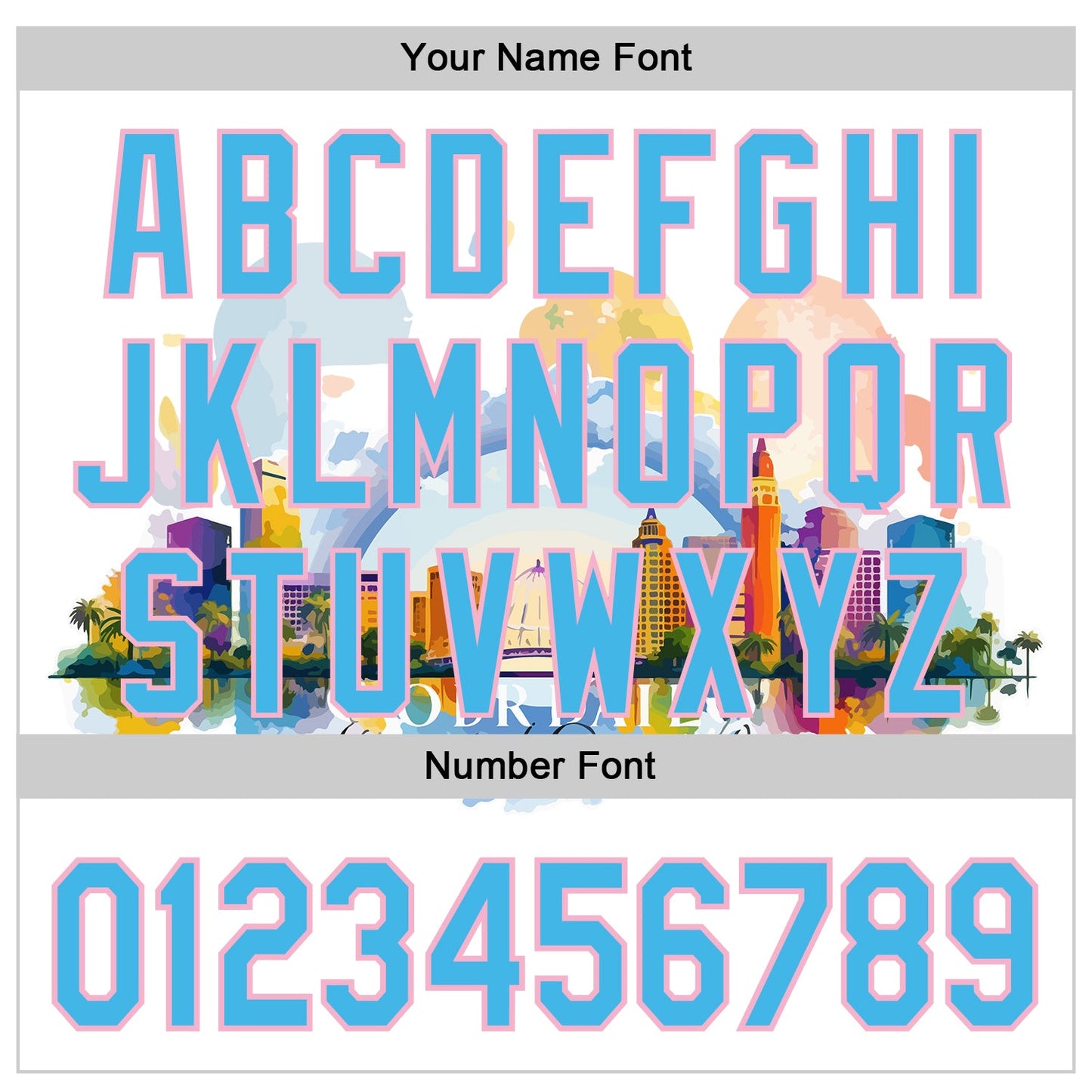 Custom White Sky Blue-Light Pink 3D Pattern Design Orlando Cityscape Skyline Authentic Baseball Jersey - Sky-Custom