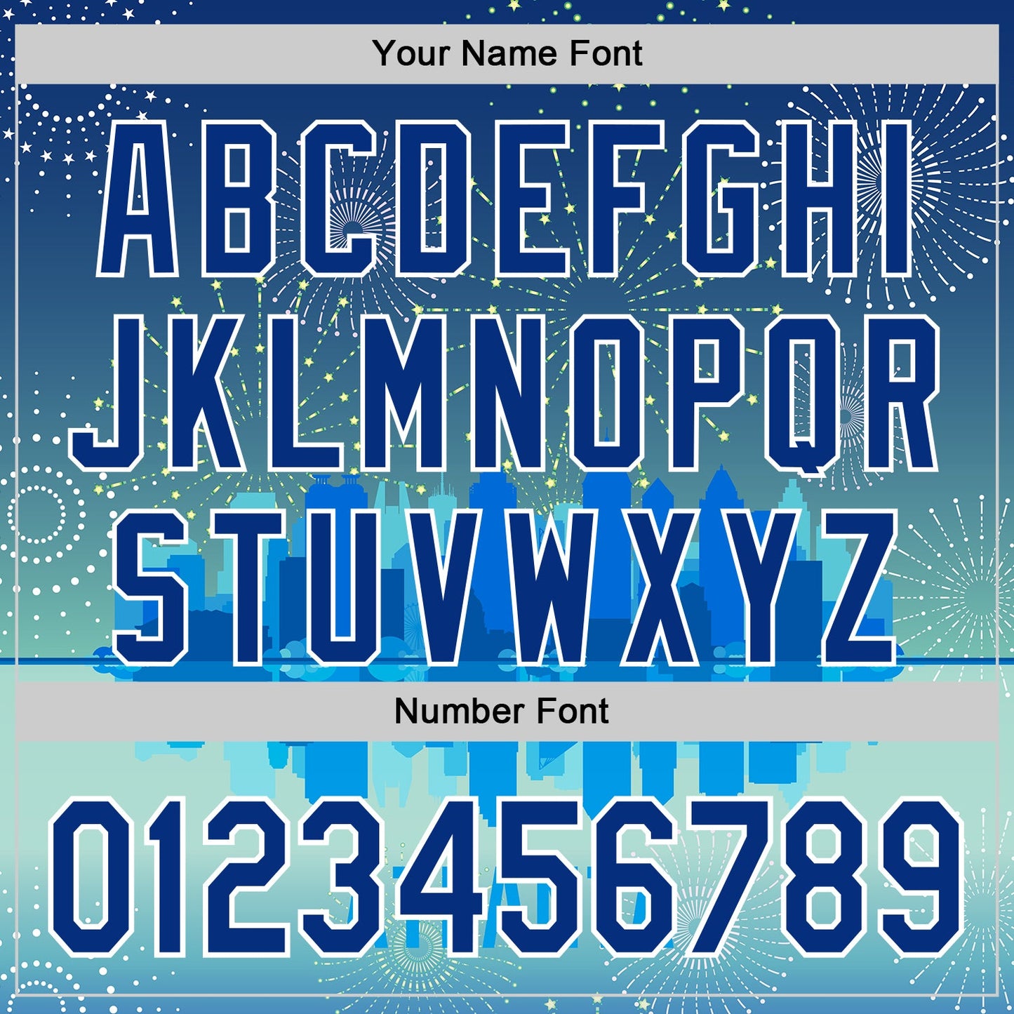 Custom Blue Royal-White 3D Pattern Design Atlanta Cityscape Fireworks Authentic Baseball Jersey - Sky-Custom