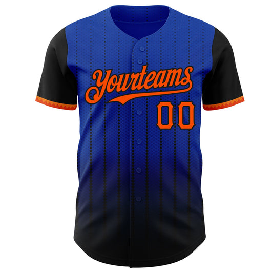 Custom Thunder Blue Orange-Black 3D Pattern Design Gradient Geometric Shape Authentic Baseball Jersey - Sky-Custom
