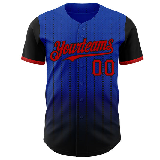Custom Thunder Blue Red-Black 3D Pattern Design Gradient Geometric Shape Authentic Baseball Jersey - Sky-Custom
