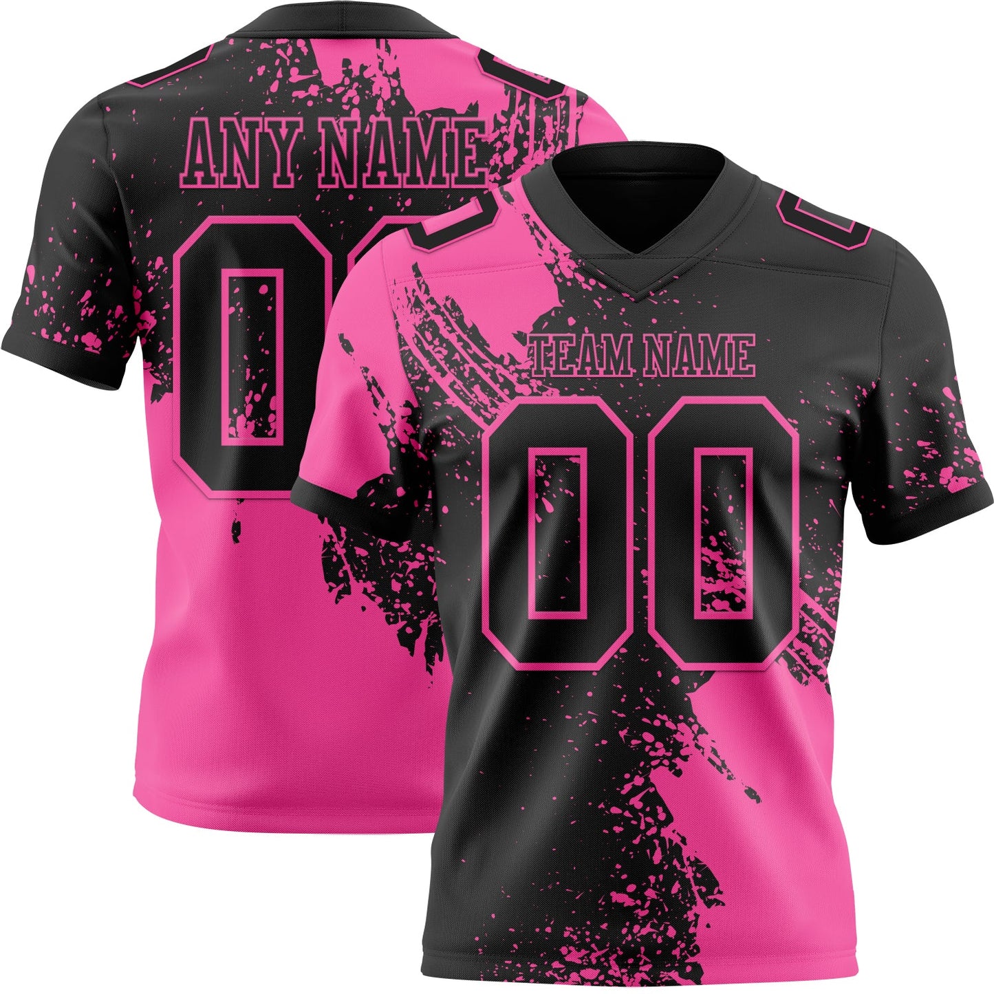 Custom Black Pink 3D Pattern Abstract Brush Stroke Mesh Authentic Football Jersey - Sky-Custom