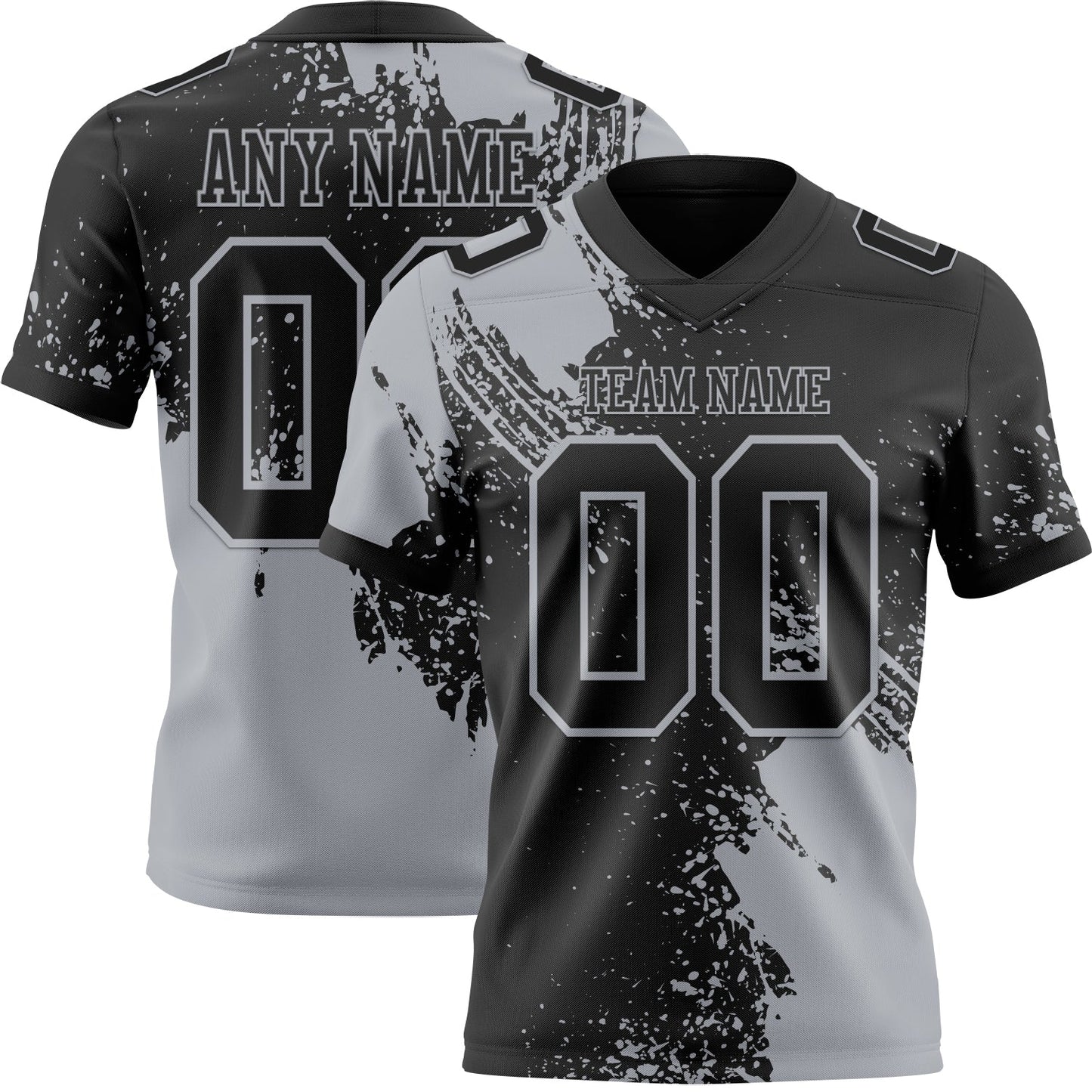 Custom Black Gray 3D Pattern Abstract Brush Stroke Mesh Authentic Football Jersey - Sky-Custom