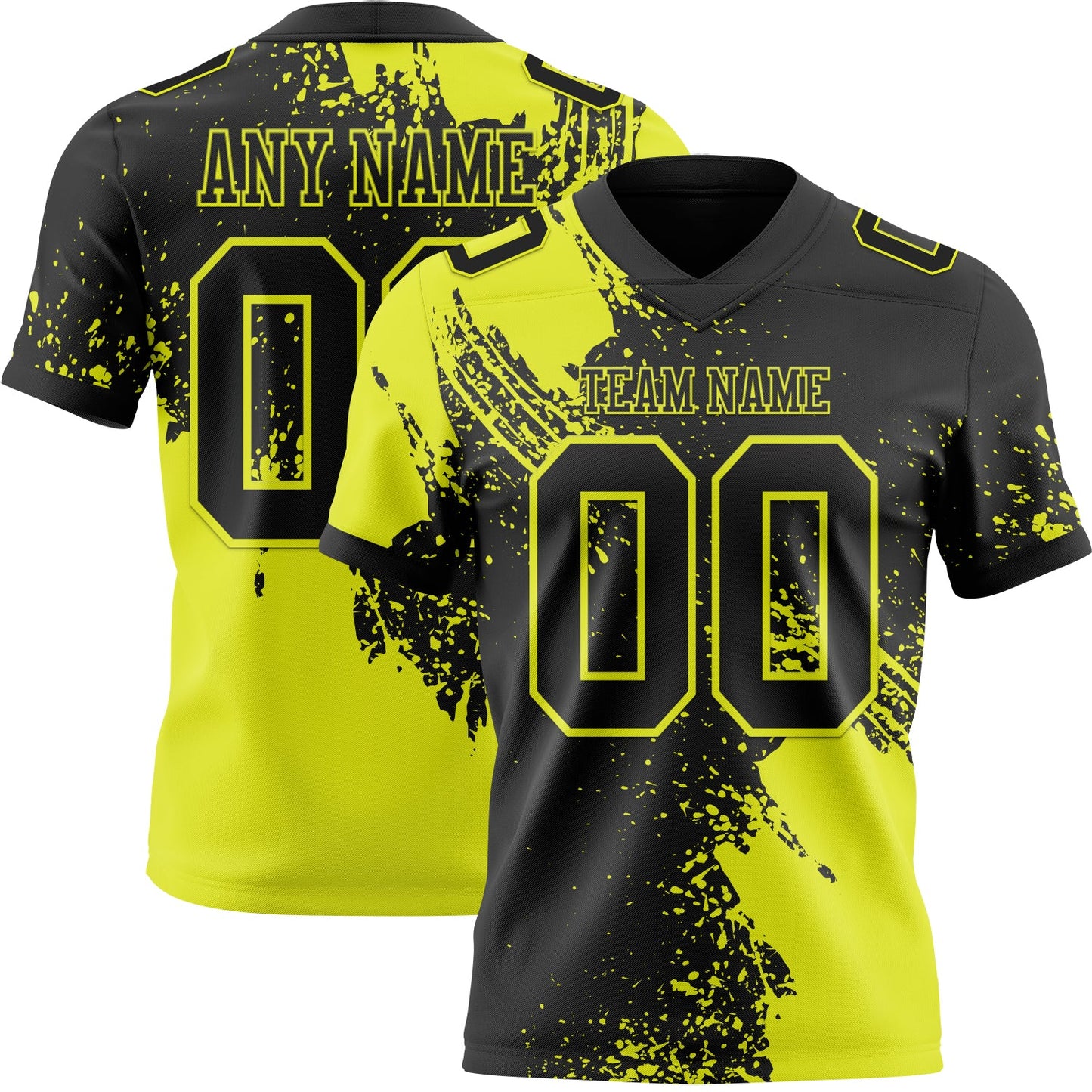 Custom Black Neon Yellow 3D Pattern Abstract Brush Stroke Mesh Authentic Football Jersey - Sky-Custom