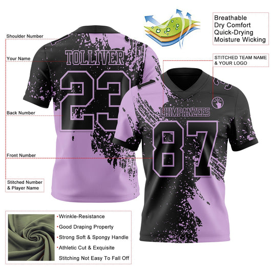 Custom Black Light Purple 3D Pattern Abstract Brush Stroke Mesh Authentic Football Jersey - Sky-Custom