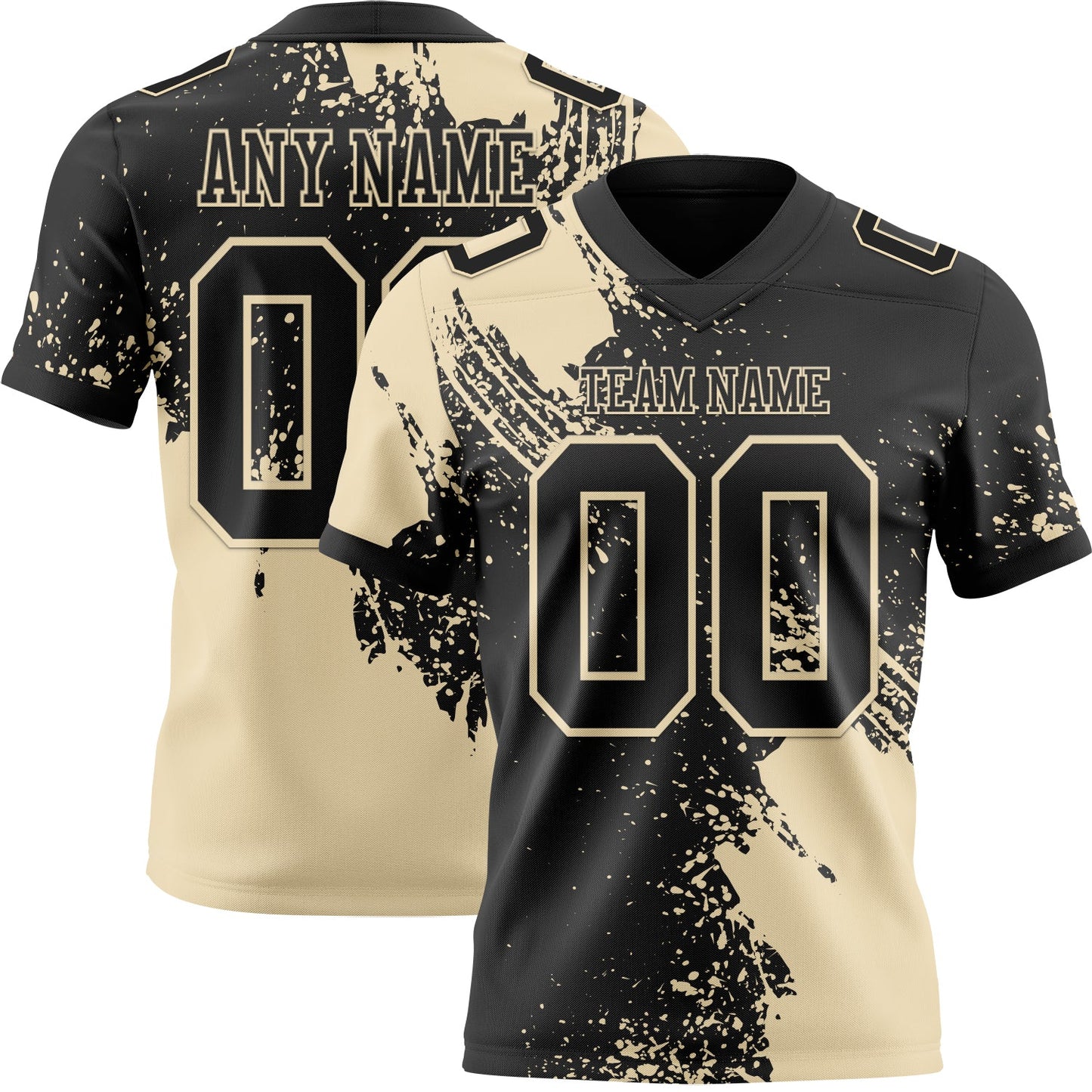 Custom Black Cream 3D Pattern Abstract Brush Stroke Mesh Authentic Football Jersey - Sky-Custom
