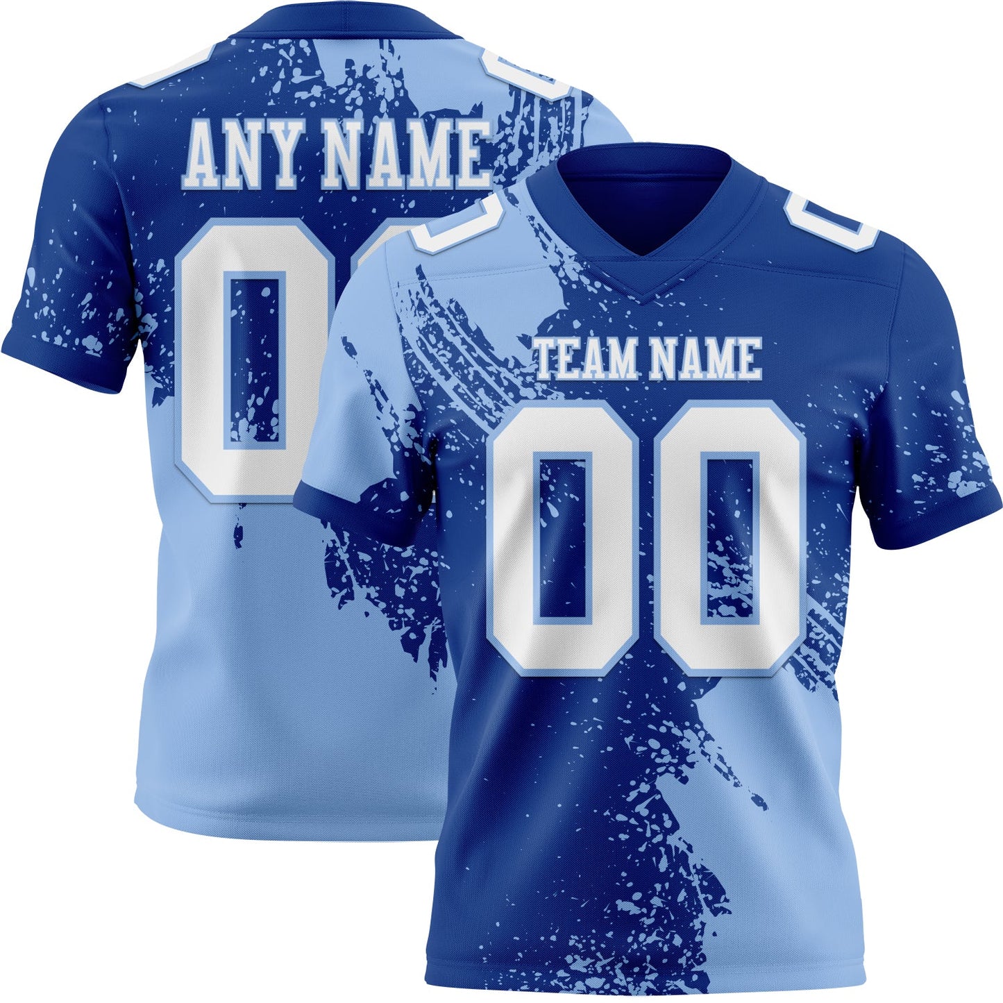 Custom Royal White-Light Blue 3D Pattern Abstract Brush Stroke Mesh Authentic Football Jersey - Sky-Custom