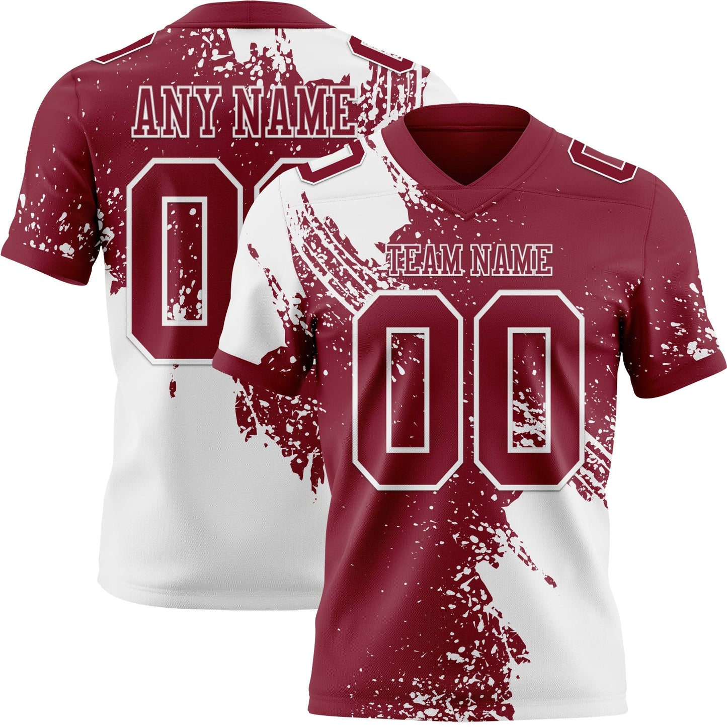 Custom Crimson White 3D Pattern Abstract Brush Stroke Mesh Authentic Football Jersey - Sky-Custom