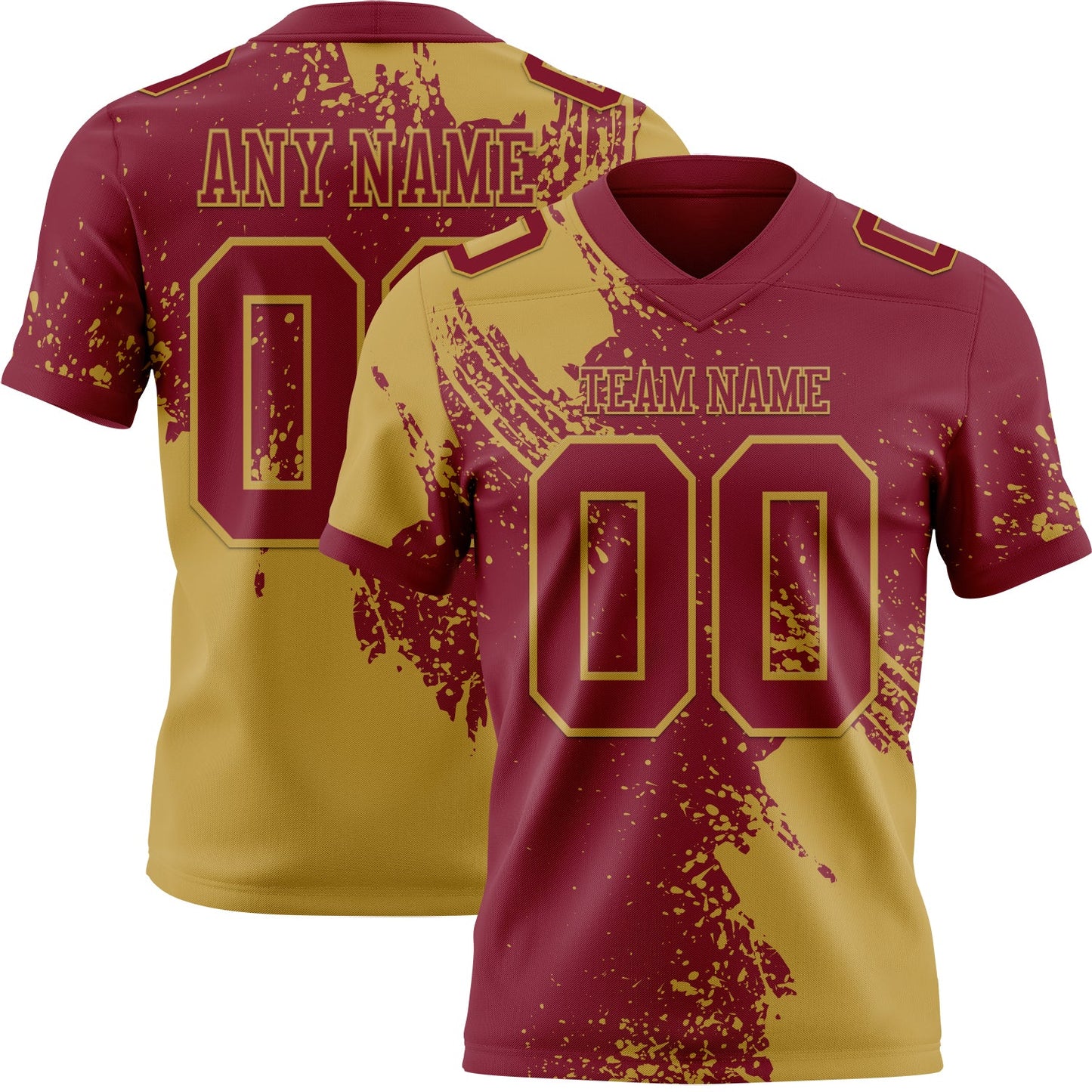 Custom Crimson Old Gold 3D Pattern Abstract Brush Stroke Mesh Authentic Football Jersey - Sky-Custom