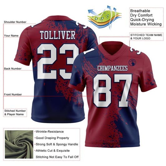Custom Crimson White-Navy 3D Pattern Abstract Brush Stroke Mesh Authentic Football Jersey - Sky-Custom