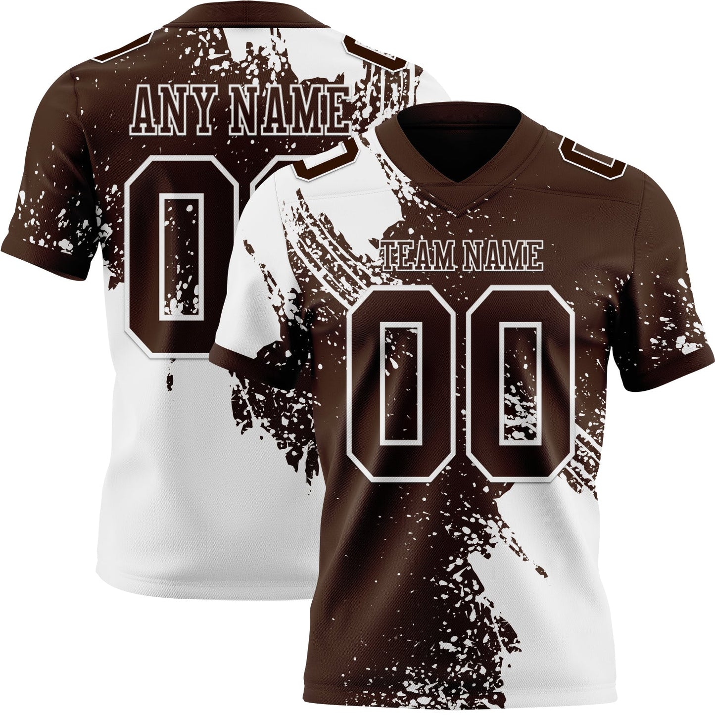 Custom Brown White 3D Pattern Abstract Brush Stroke Mesh Authentic Football Jersey - Sky-Custom