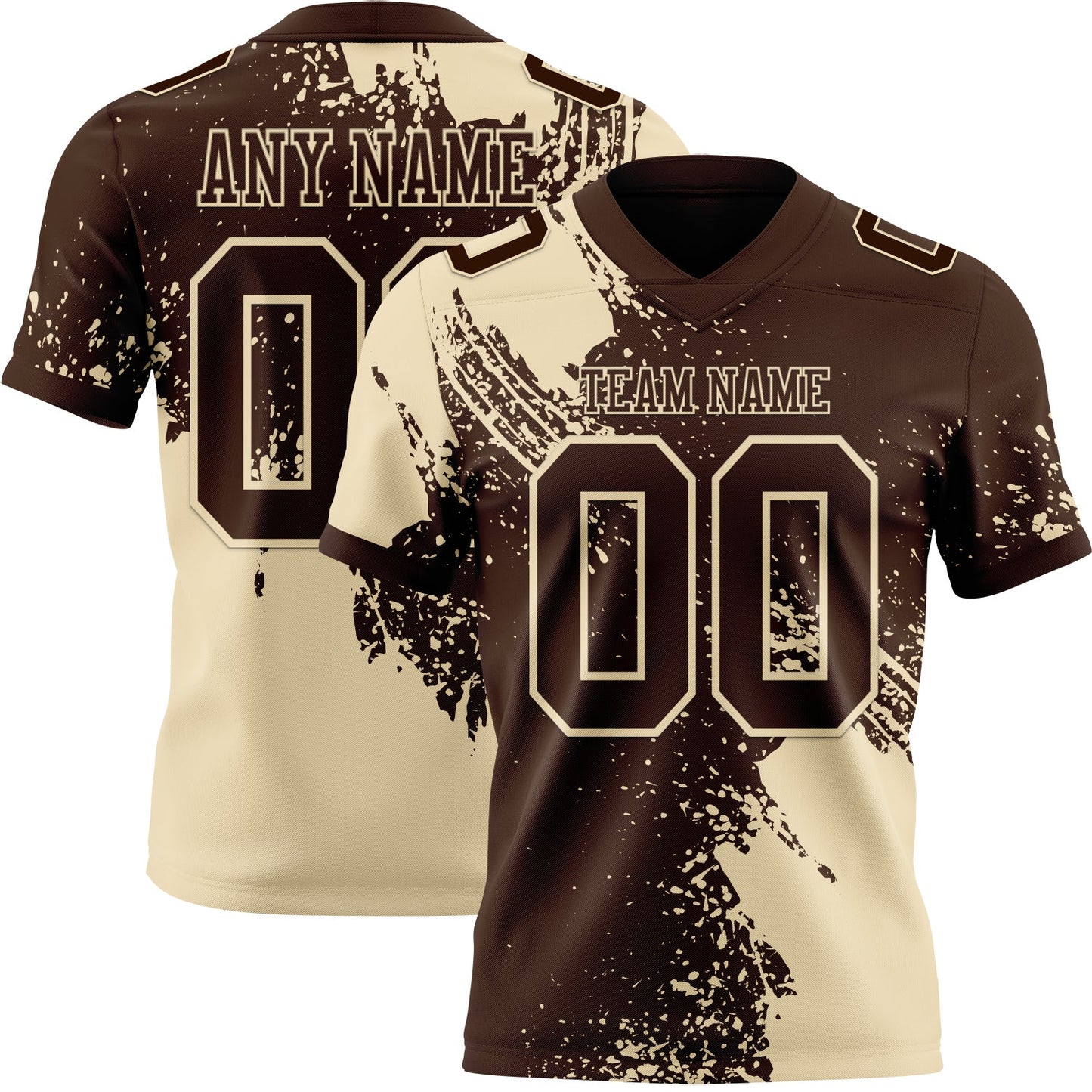 Custom Brown Cream 3D Pattern Abstract Brush Stroke Mesh Authentic Football Jersey - Sky-Custom