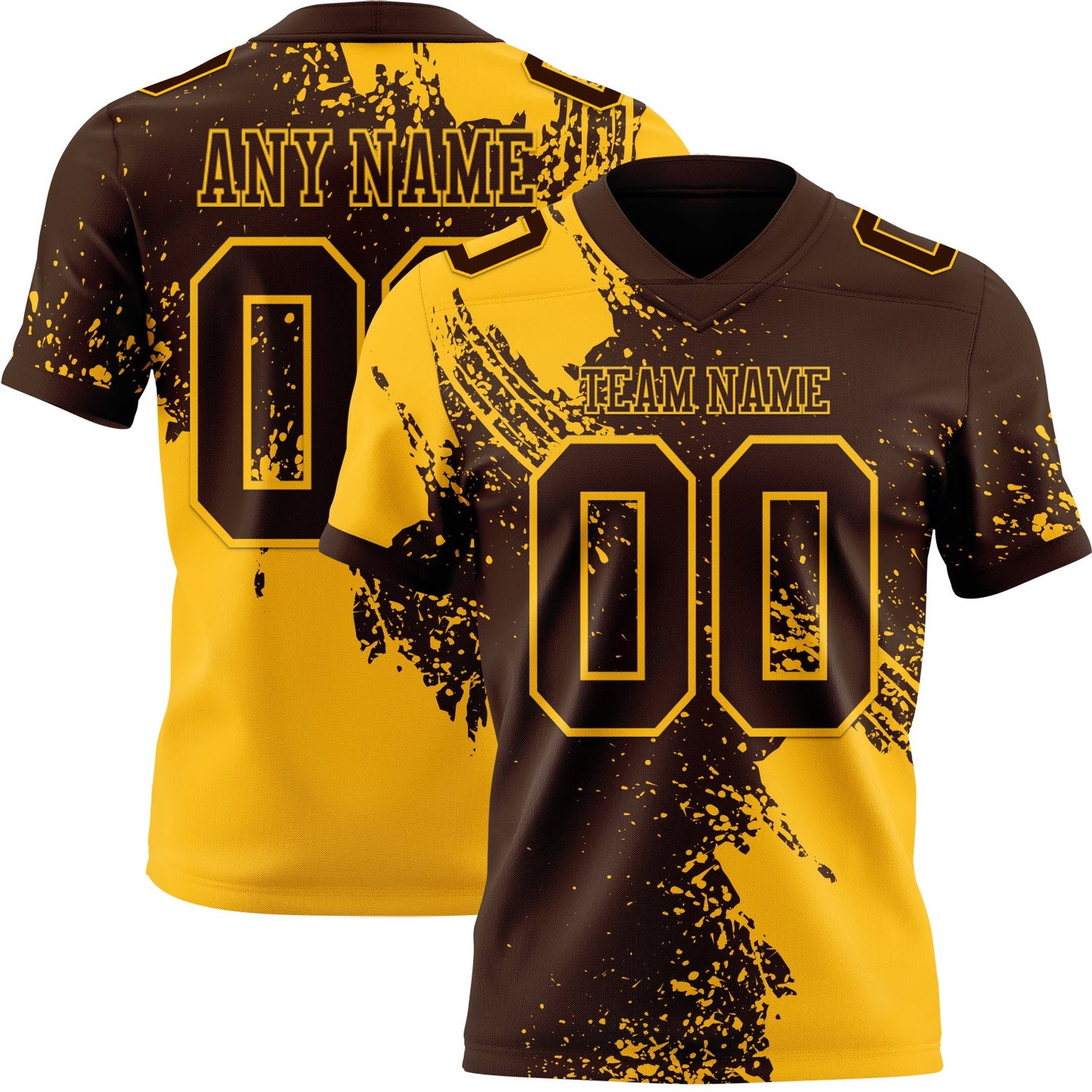 Custom Brown Gold 3D Pattern Abstract Brush Stroke Mesh Authentic Football Jersey - Sky-Custom