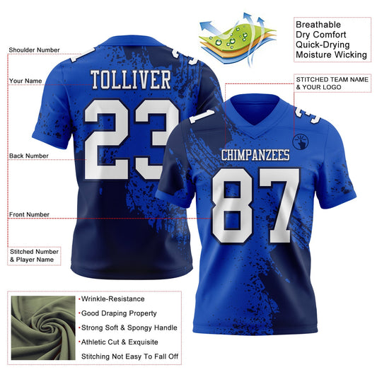 Custom Thunder Blue White-Navy 3D Pattern Abstract Brush Stroke Mesh Authentic Football Jersey - Sky-Custom