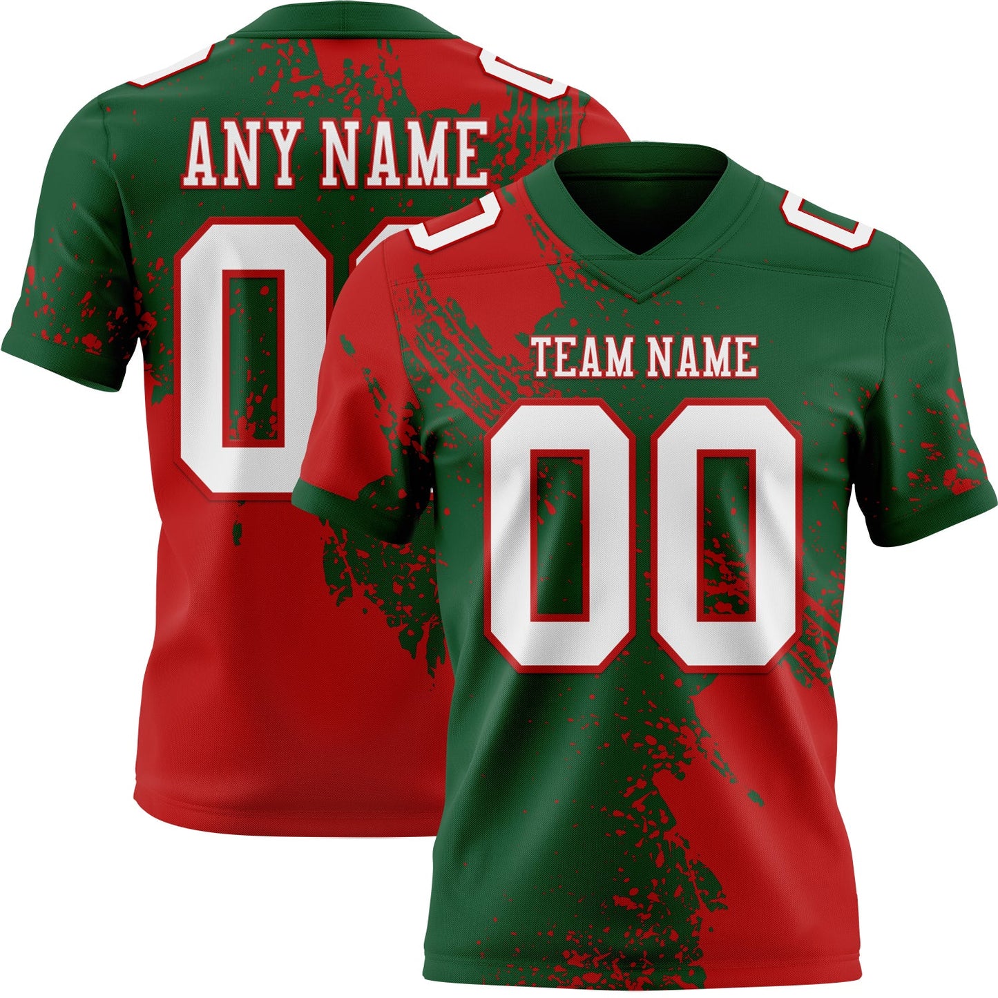 Custom Green White-Red 3D Pattern Abstract Brush Stroke Mesh Authentic Football Jersey - Sky-Custom