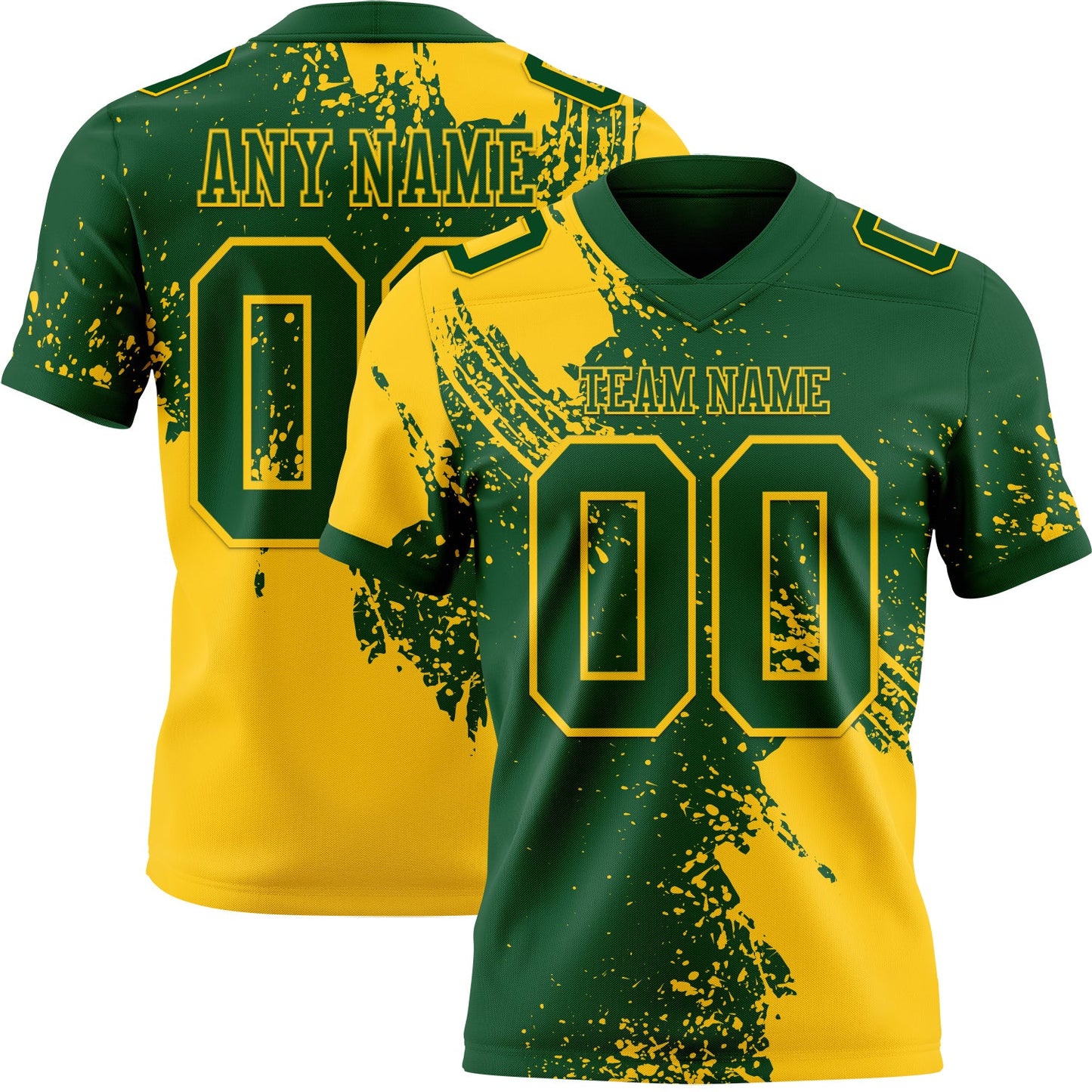 Custom Green Yellow 3D Pattern Abstract Brush Stroke Mesh Authentic Football Jersey - Sky-Custom