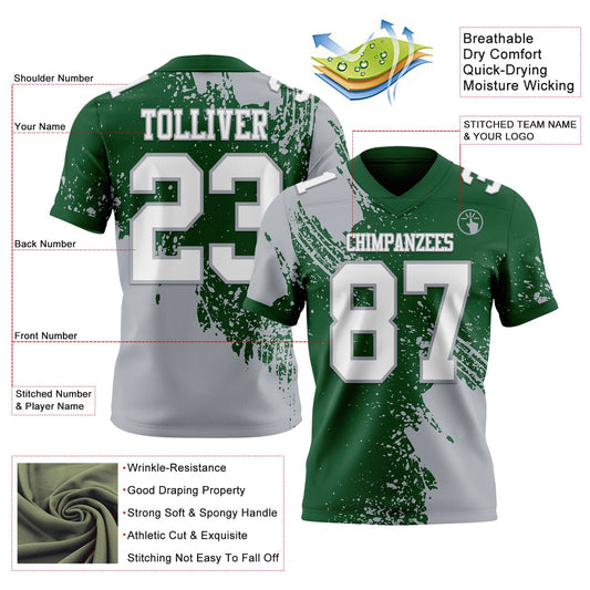 Custom Green White-Gray 3D Pattern Abstract Brush Stroke Mesh Authentic Football Jersey - Sky-Custom