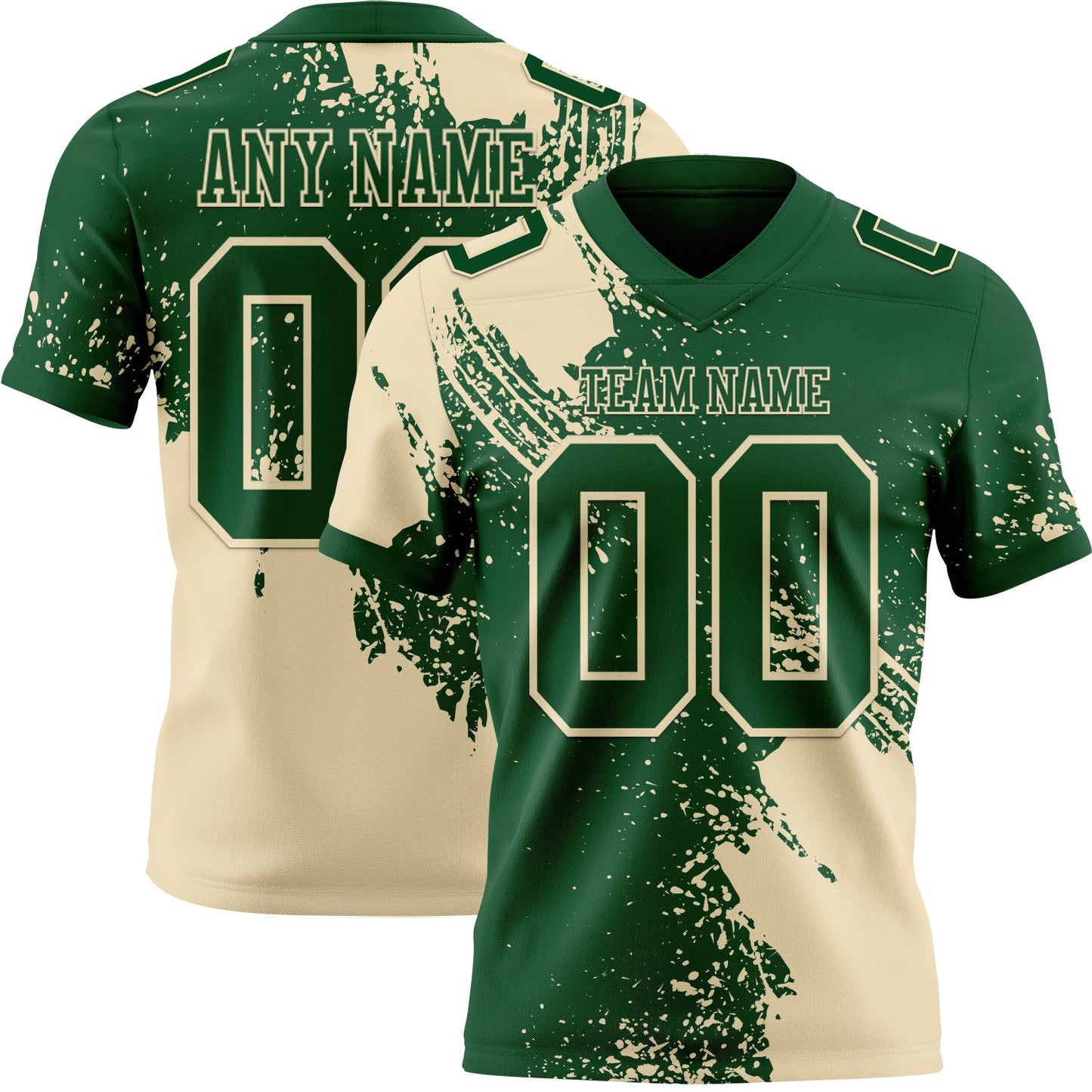 Custom Green Cream 3D Pattern Abstract Brush Stroke Mesh Authentic Football Jersey - Sky-Custom