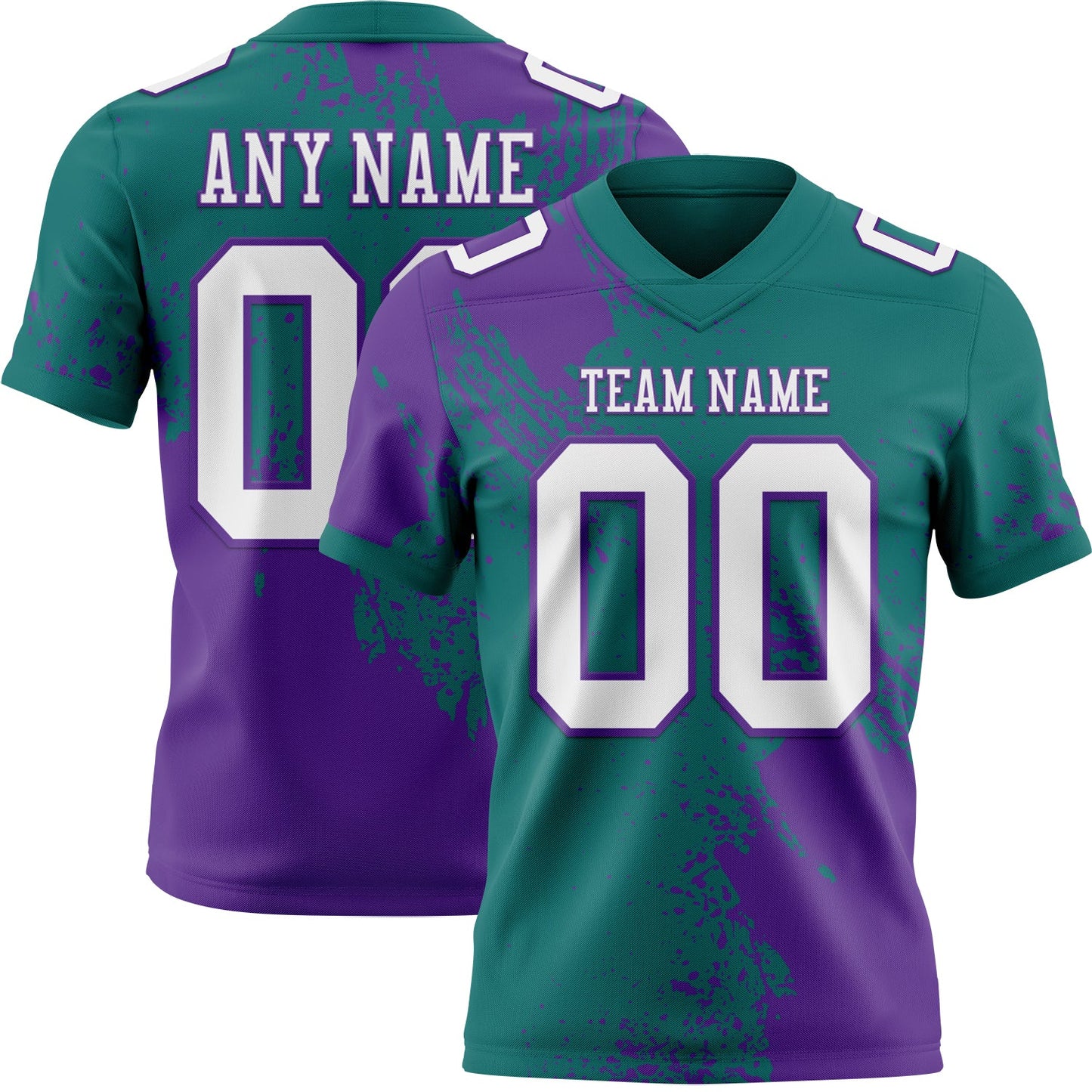 Custom Teal White-Purple 3D Pattern Abstract Brush Stroke Mesh Authentic Football Jersey - Sky-Custom