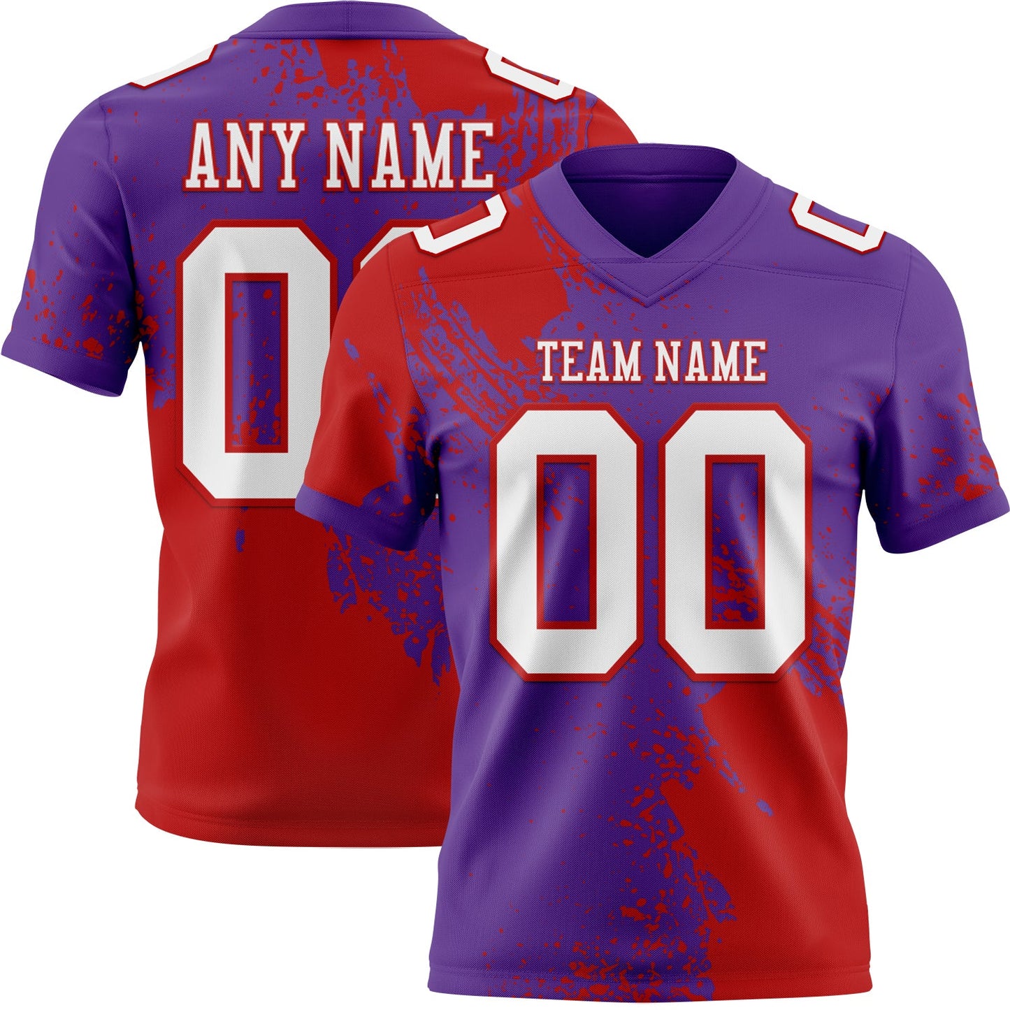 Custom Purple White-Red 3D Pattern Abstract Brush Stroke Mesh Authentic Football Jersey - Sky-Custom