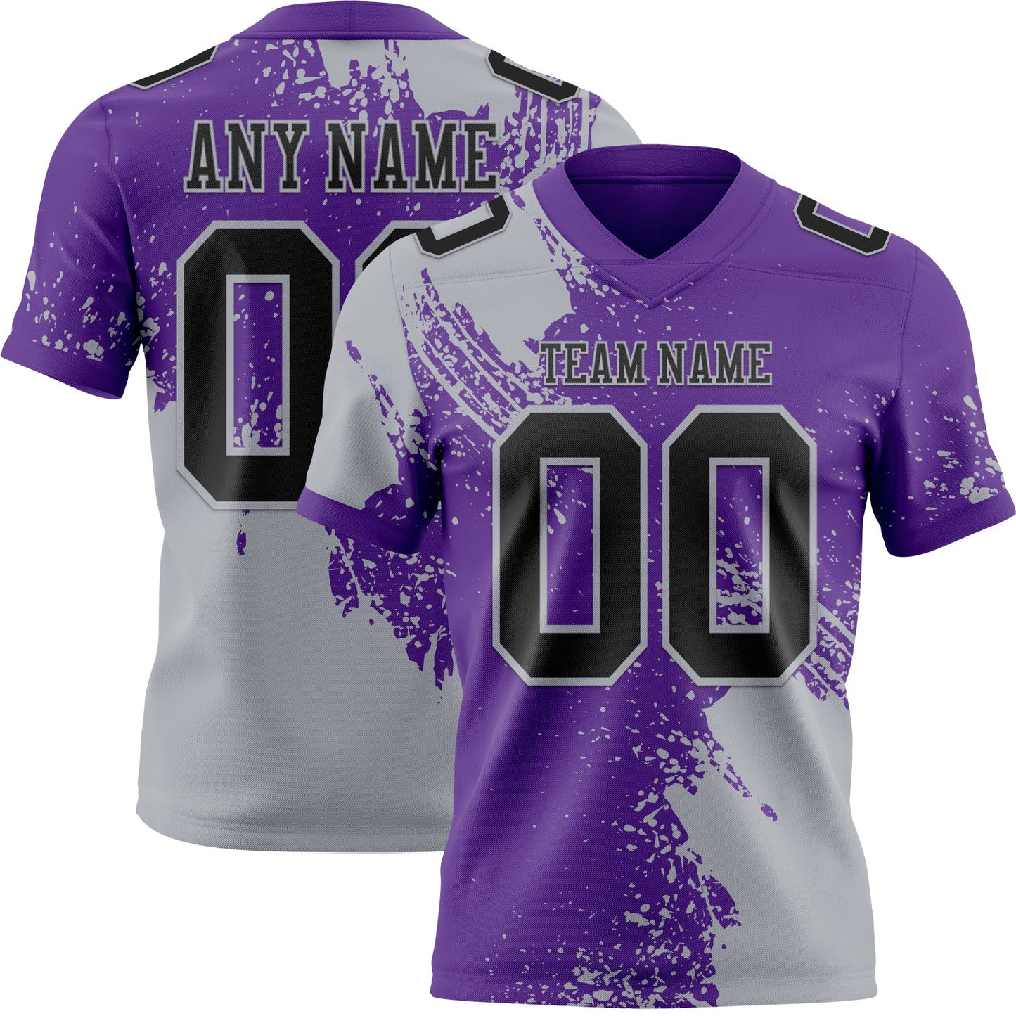 Custom Purple Black-Gray 3D Pattern Abstract Brush Stroke Mesh Authentic Football Jersey - Sky-Custom
