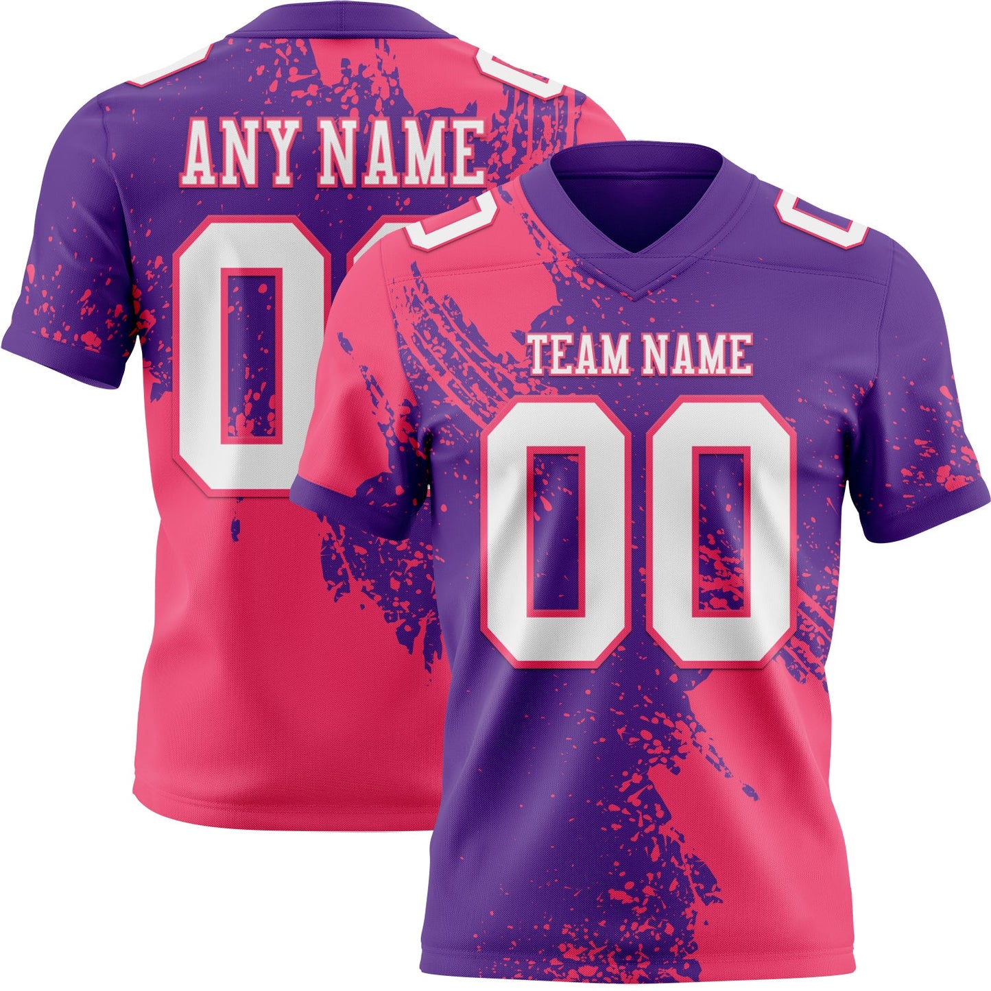 Custom Purple White-Neon Pink 3D Pattern Abstract Brush Stroke Mesh Authentic Football Jersey - Sky-Custom