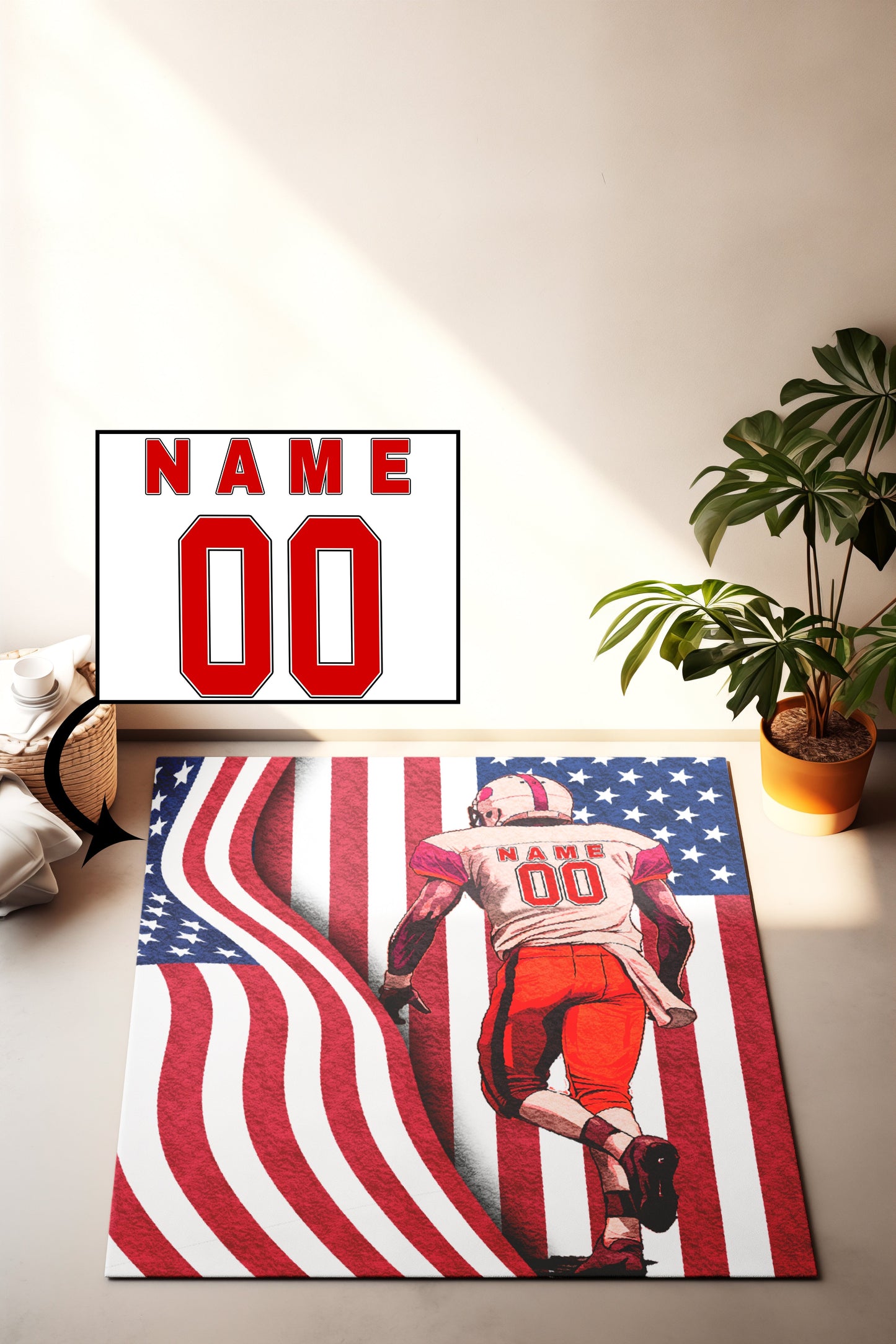 Personalized Football Name Number American Flag carpet - Sky-Custom