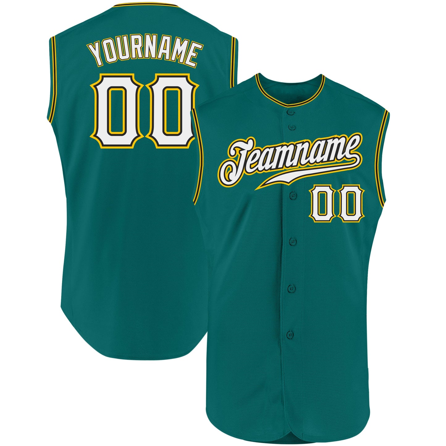 Custom Aqua White-Gold Authentic Sleeveless Baseball Jersey - Sky-Custom