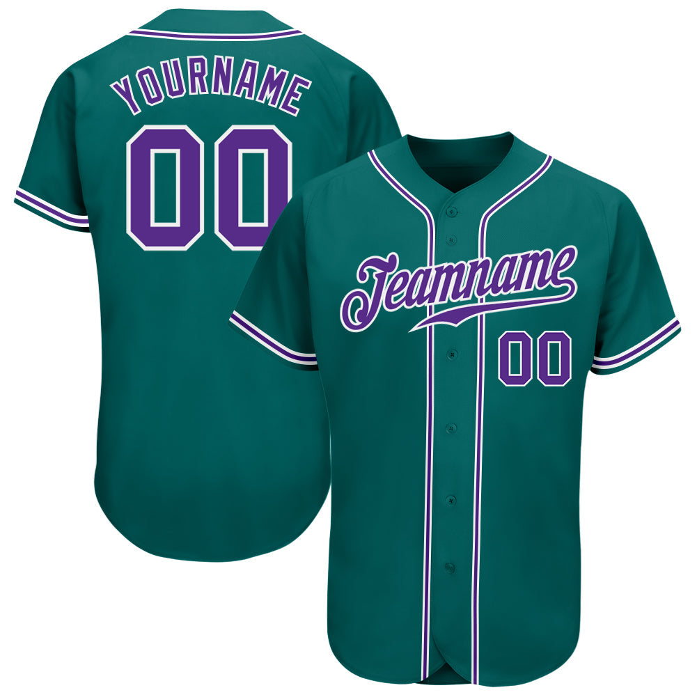 Custom Teal Purple-White Authentic Baseball Jersey - Sky-Custom