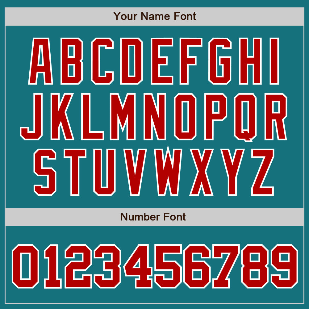 Custom Teal Red-White Authentic Baseball Jersey - Sky-Custom