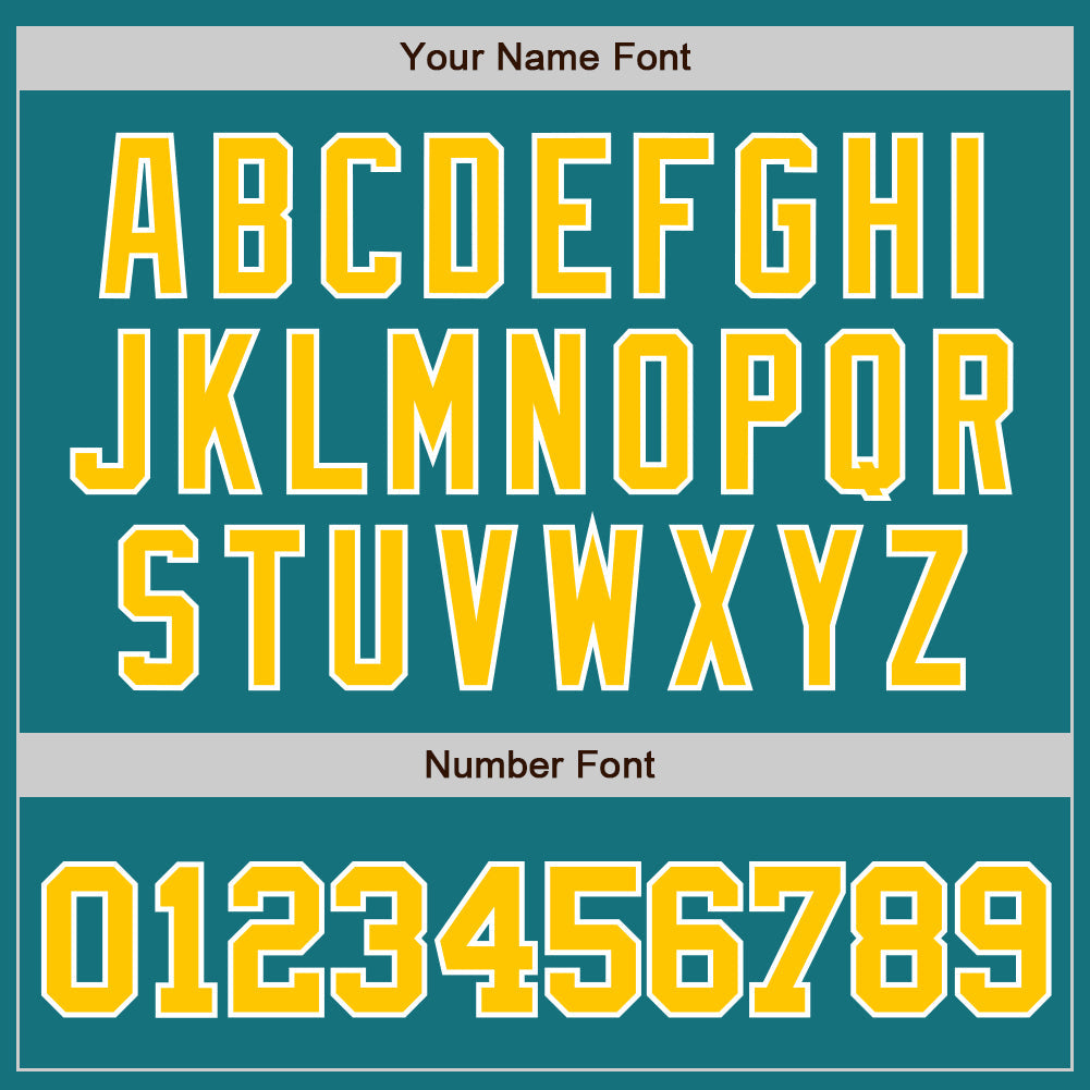 Custom Teal Gold-White Authentic Baseball Jersey - Sky-Custom