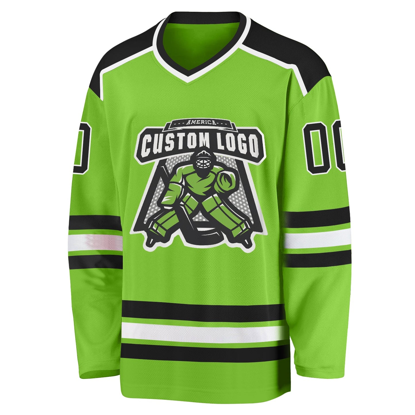 Custom Neon Green Black-White Hockey Jersey - Sky-Custom