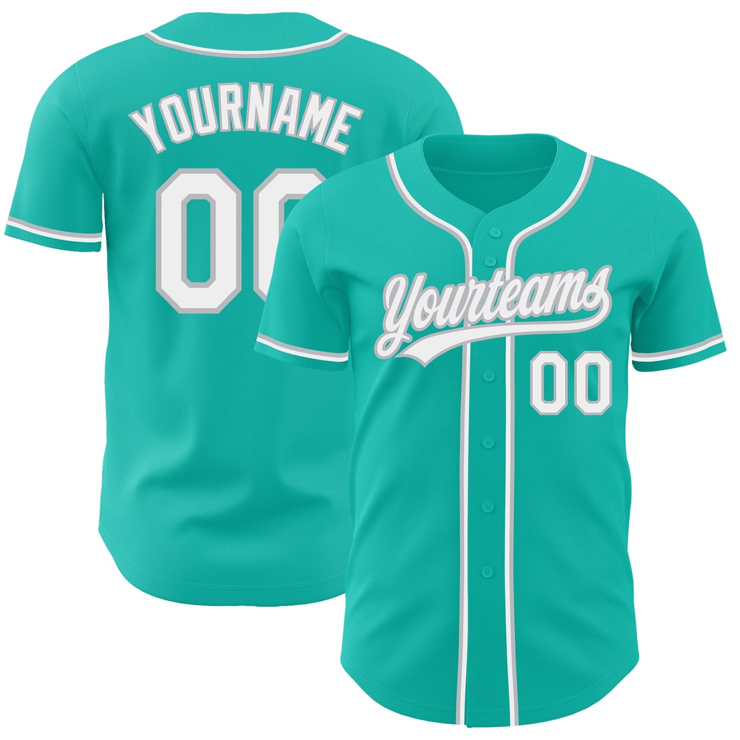 Custom Aqua White-Gray Authentic Baseball Jersey - Sky-Custom