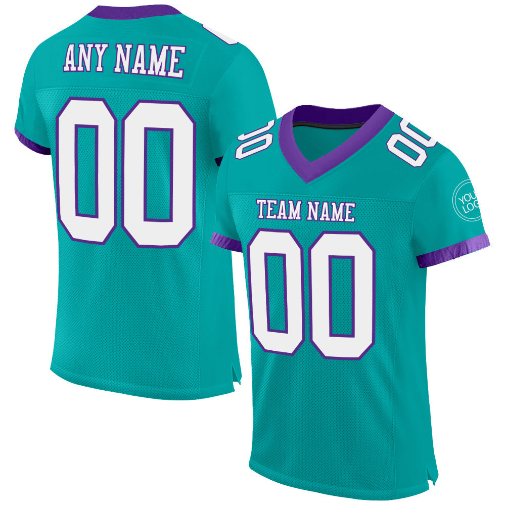 Custom Aqua White-Purple Mesh Authentic Football Jersey - Sky-Custom
