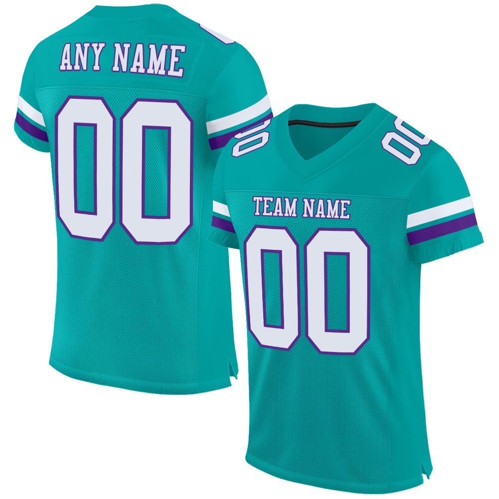 Custom Aqua White-Purple Mesh Authentic Football Jersey - Sky-Custom