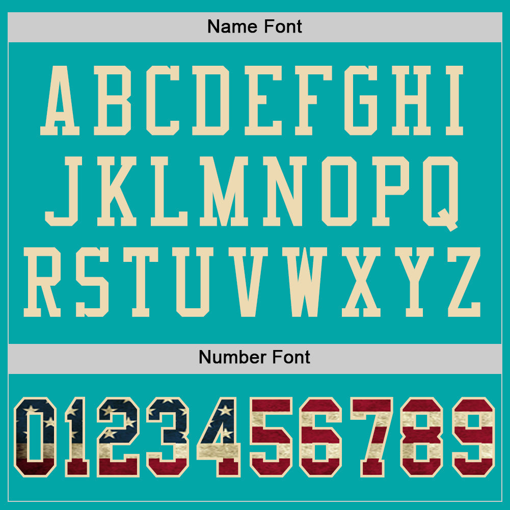 Custom Aqua Vintage USA Flag-City Cream Mesh Authentic Football Jersey - Sky-Custom