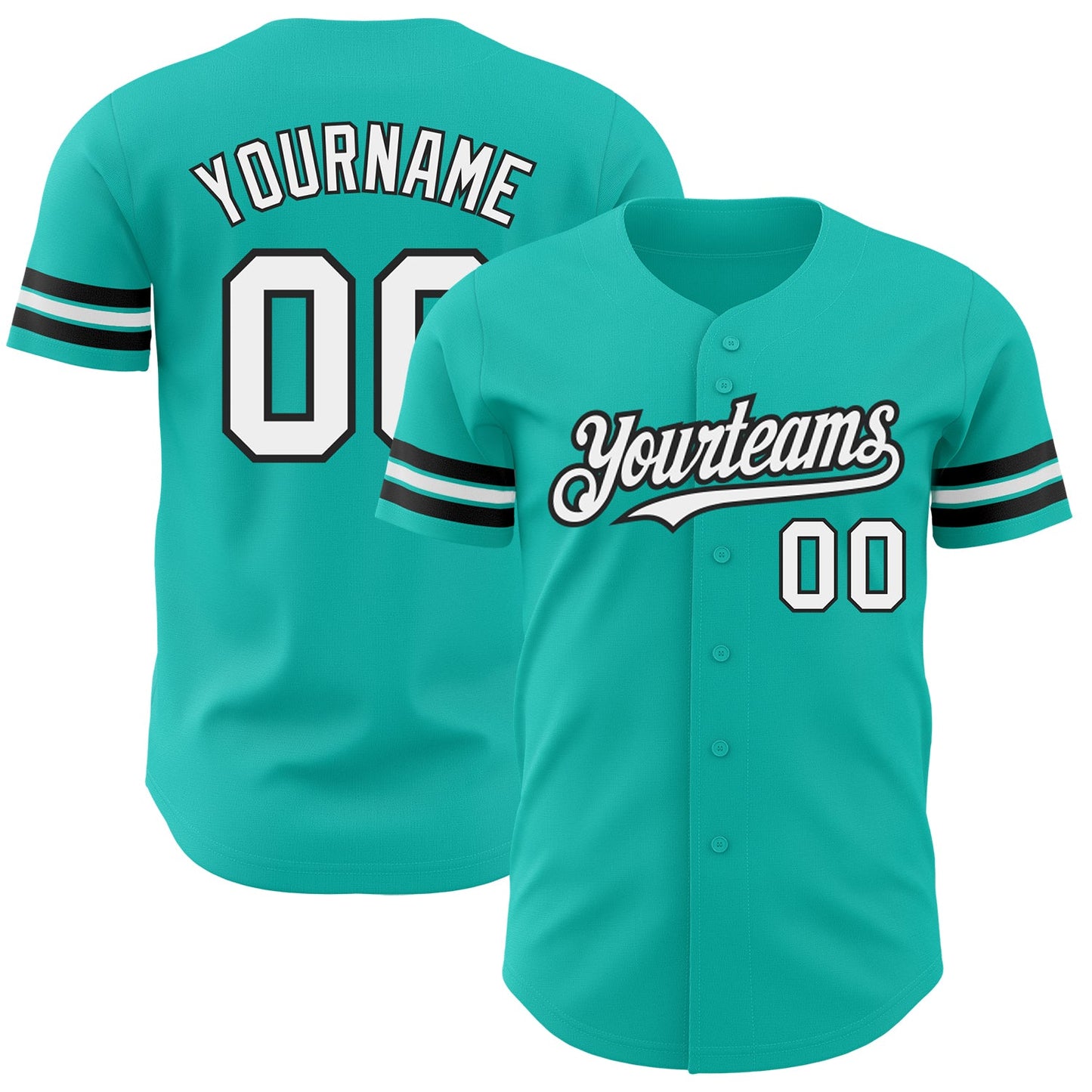 Custom Aqua White-Black Authentic Baseball Jersey - Sky-Custom