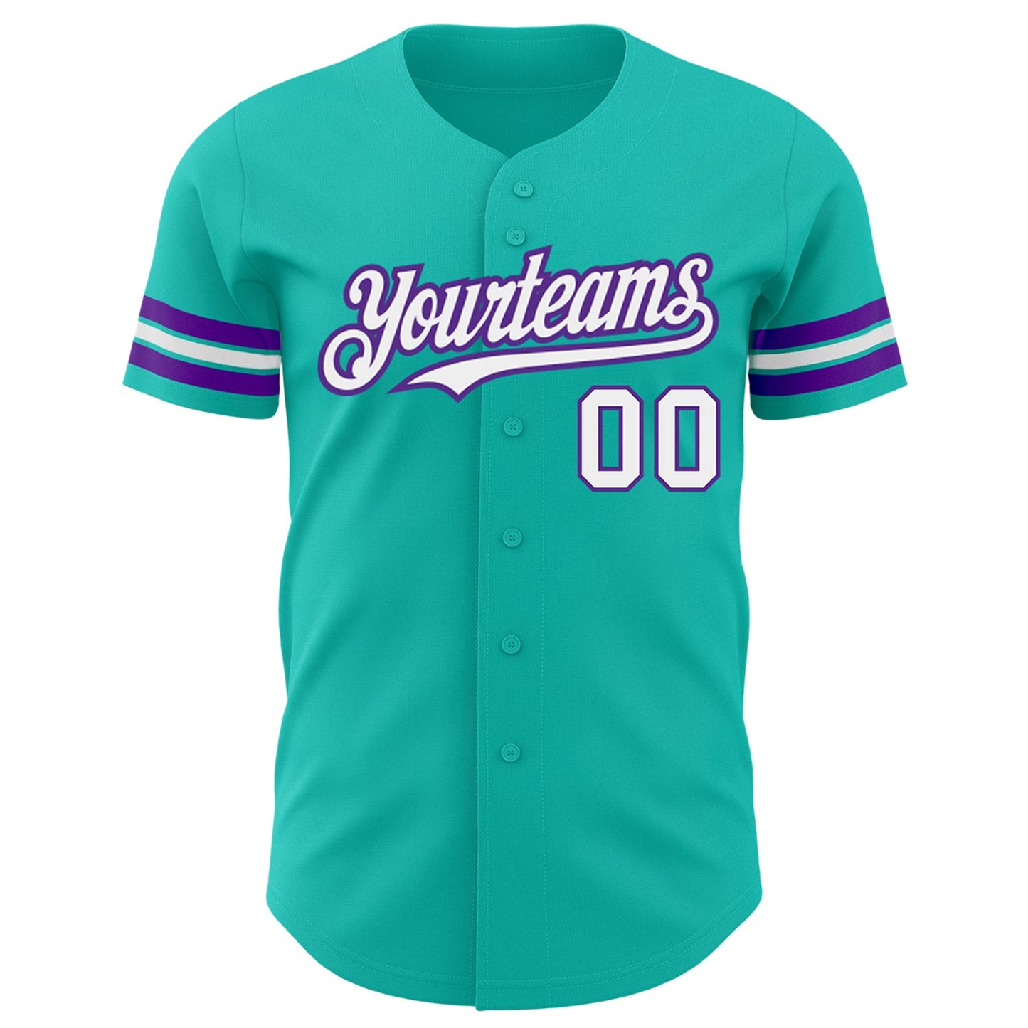 Custom Aqua White-Purple Authentic Baseball Jersey - Sky-Custom
