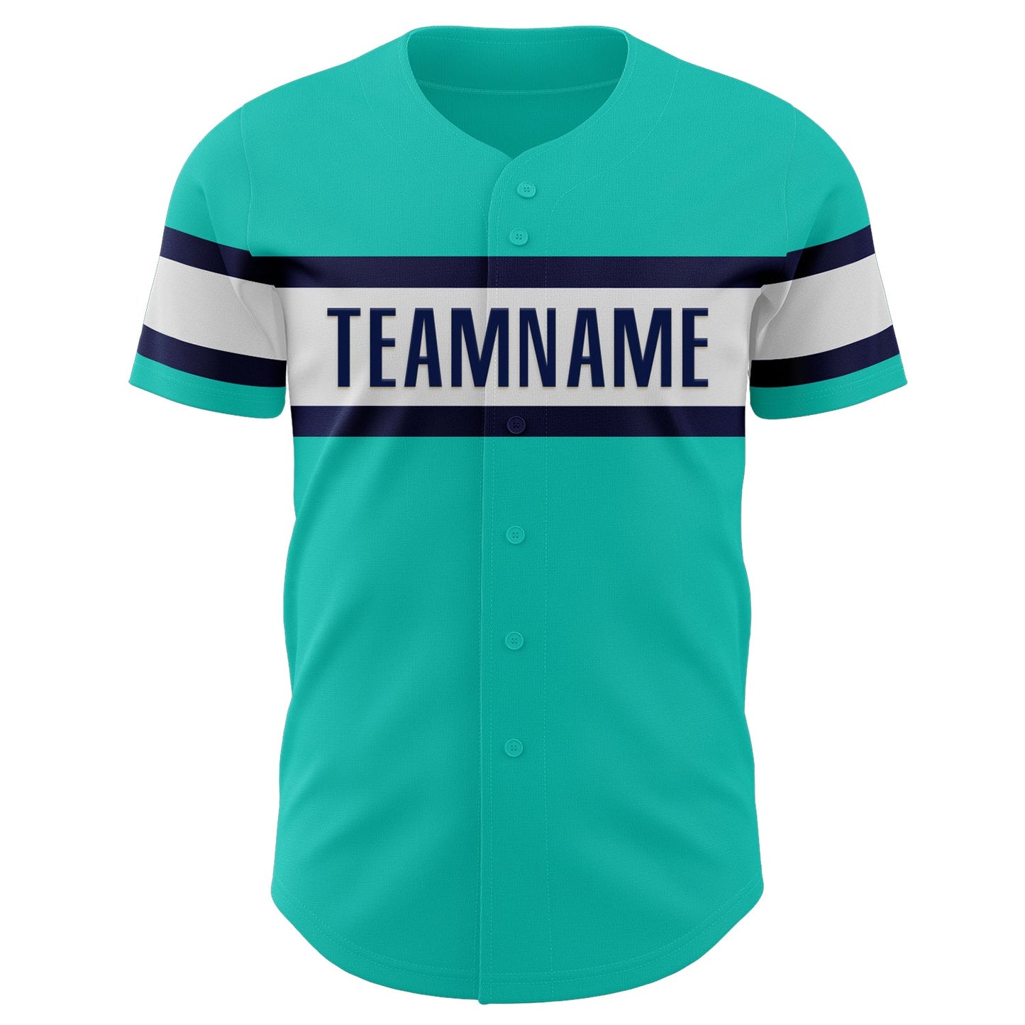 Custom Aqua White-Navy Authentic Baseball Jersey - Sky-Custom