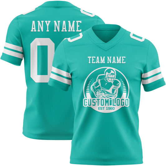 Custom Aqua White Mesh Authentic Football Jersey - Sky-Custom